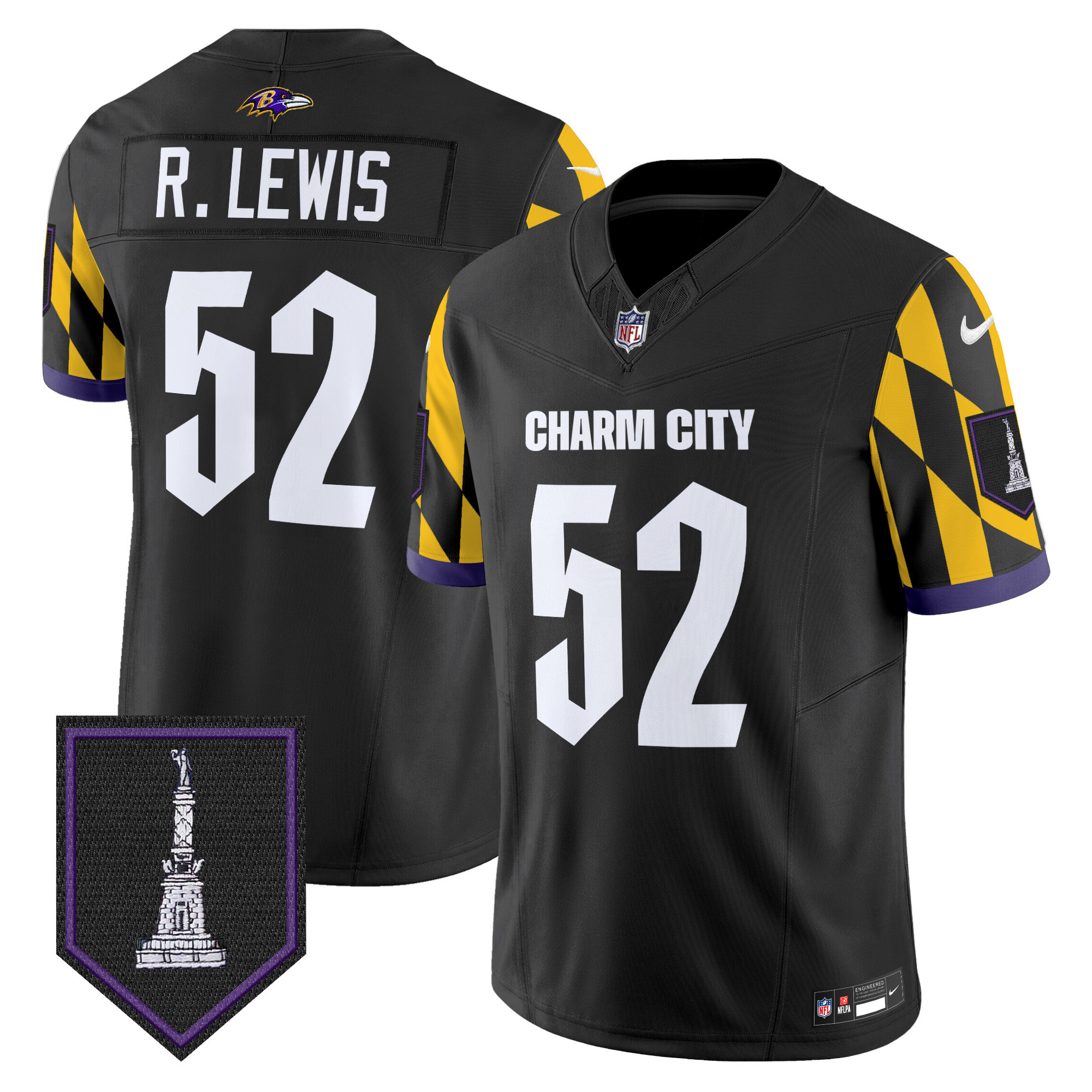Men's Ray Lewis Baltimore Ravens City Edition Patch Vapor Limited Black Jersey - All Stitched