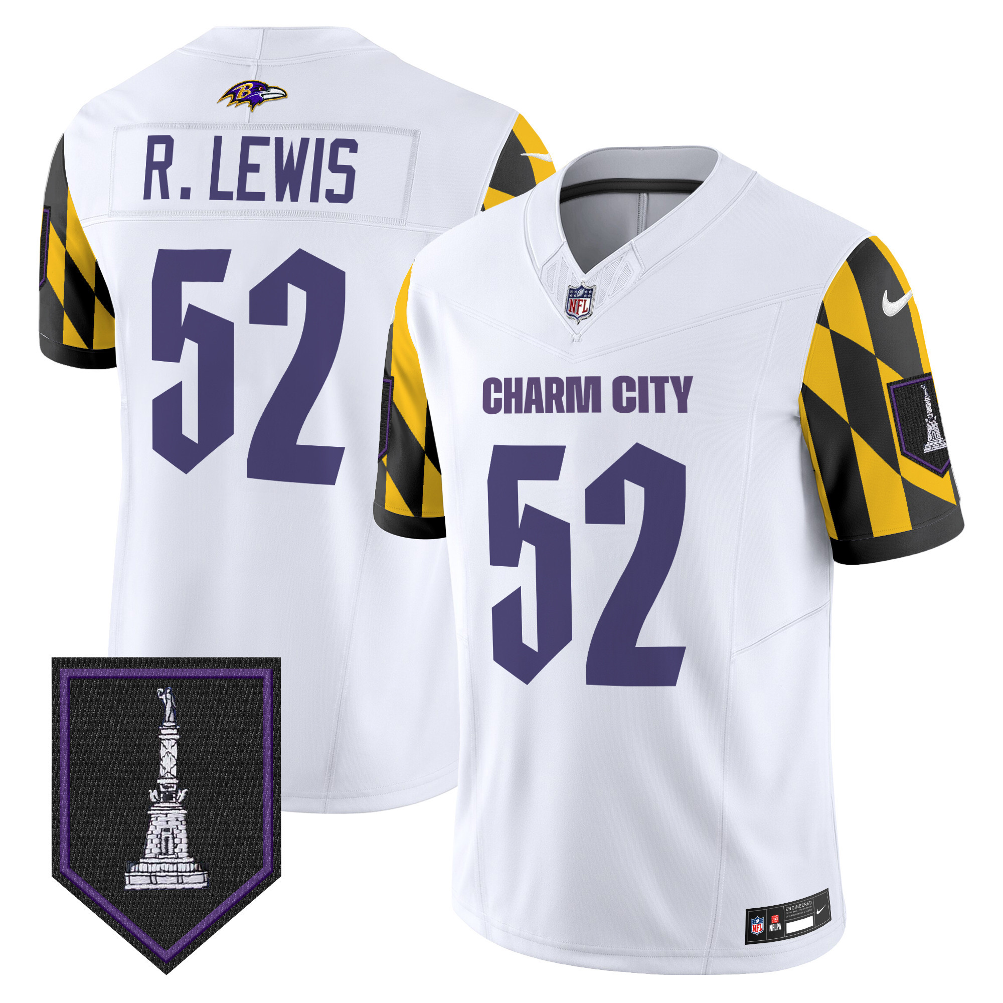 Men's Ray Lewis Baltimore Ravens City Edition Patch Vapor Limited White Jersey - All Stitched