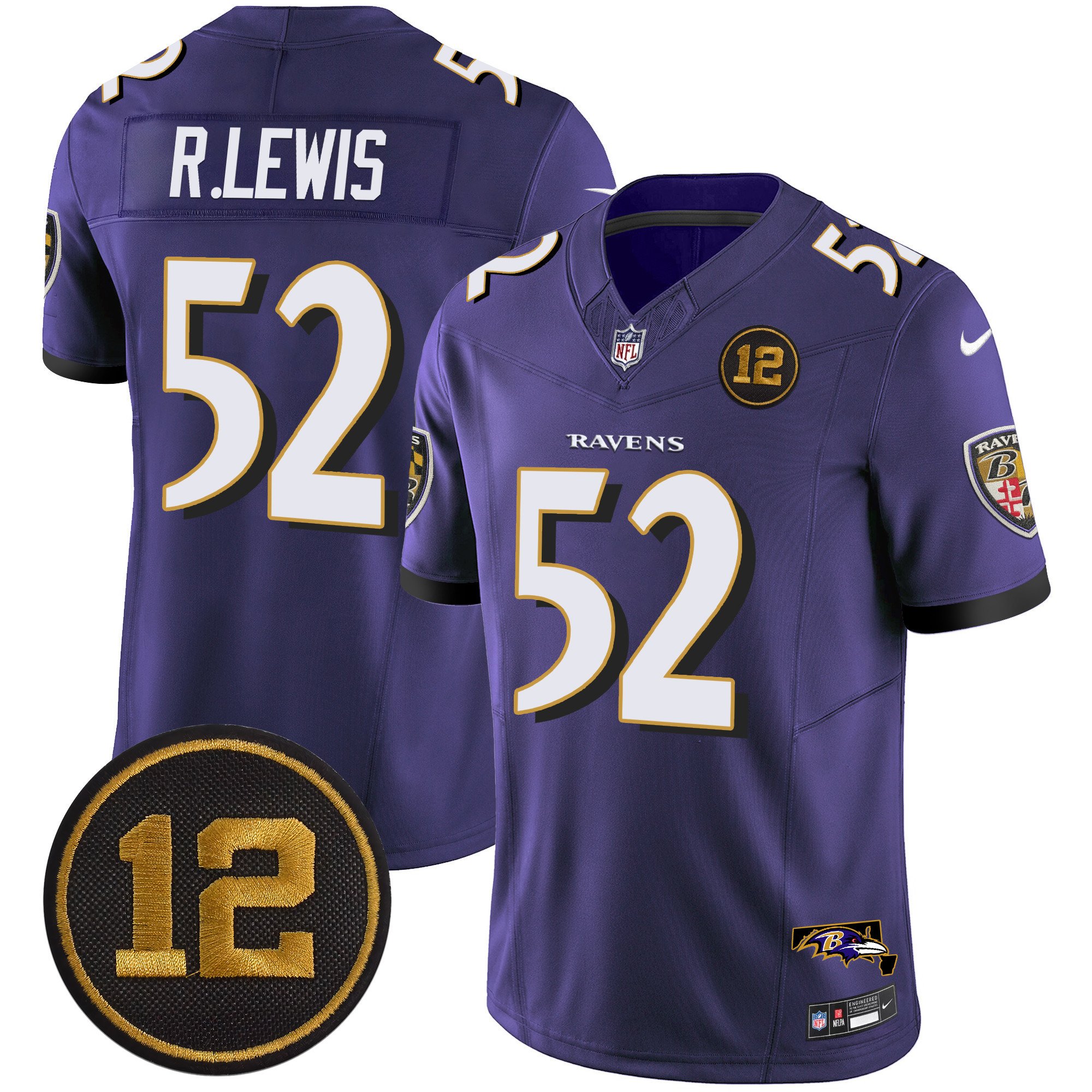 Men's Ray Lewis Baltimore Ravens Jacoby Jones Patch Vapor Limited Purple Jersey - All Stitched