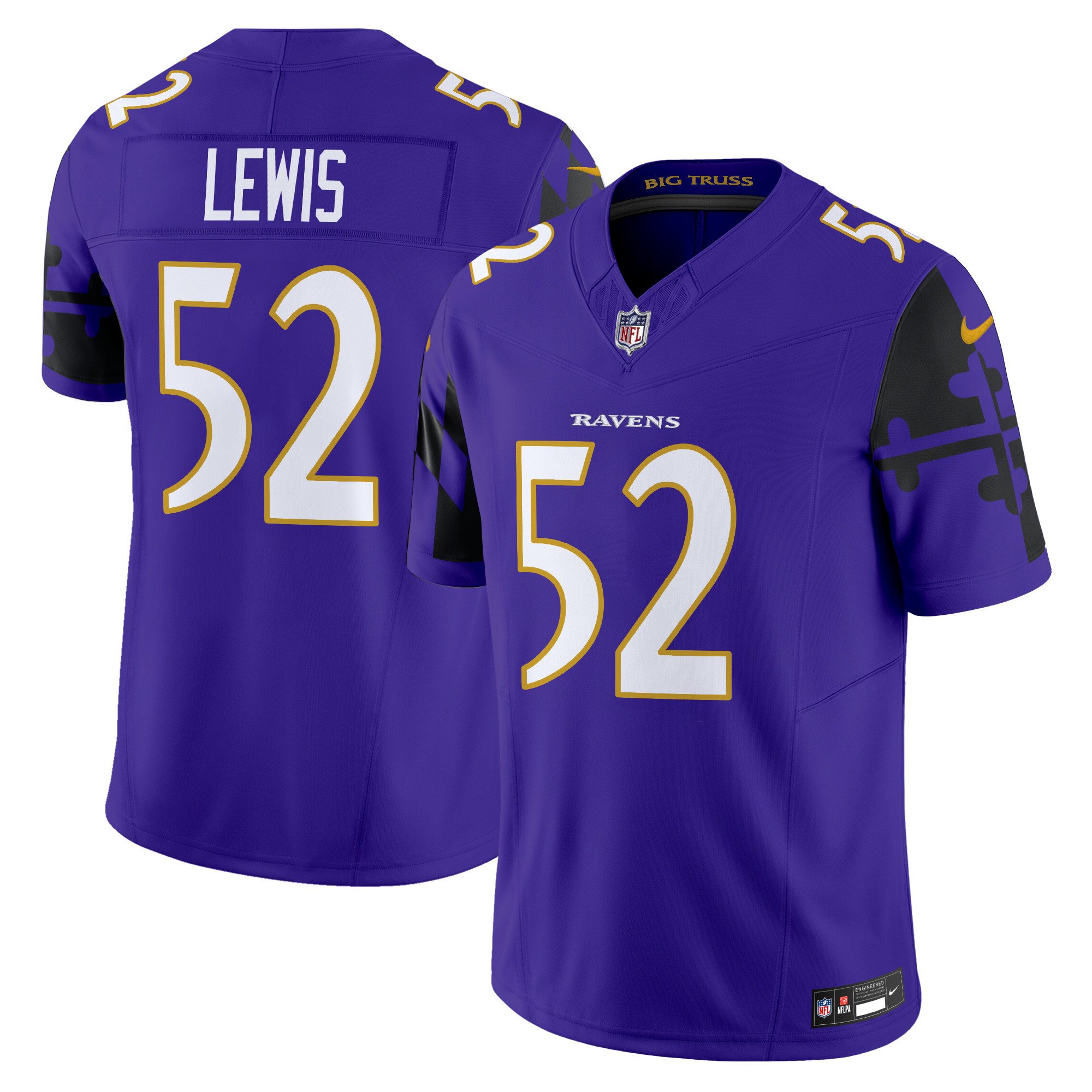 Men's Ray Lewis Baltimore Ravens Maryland Flag Vapor Limited Purple Jersey - All Stitched