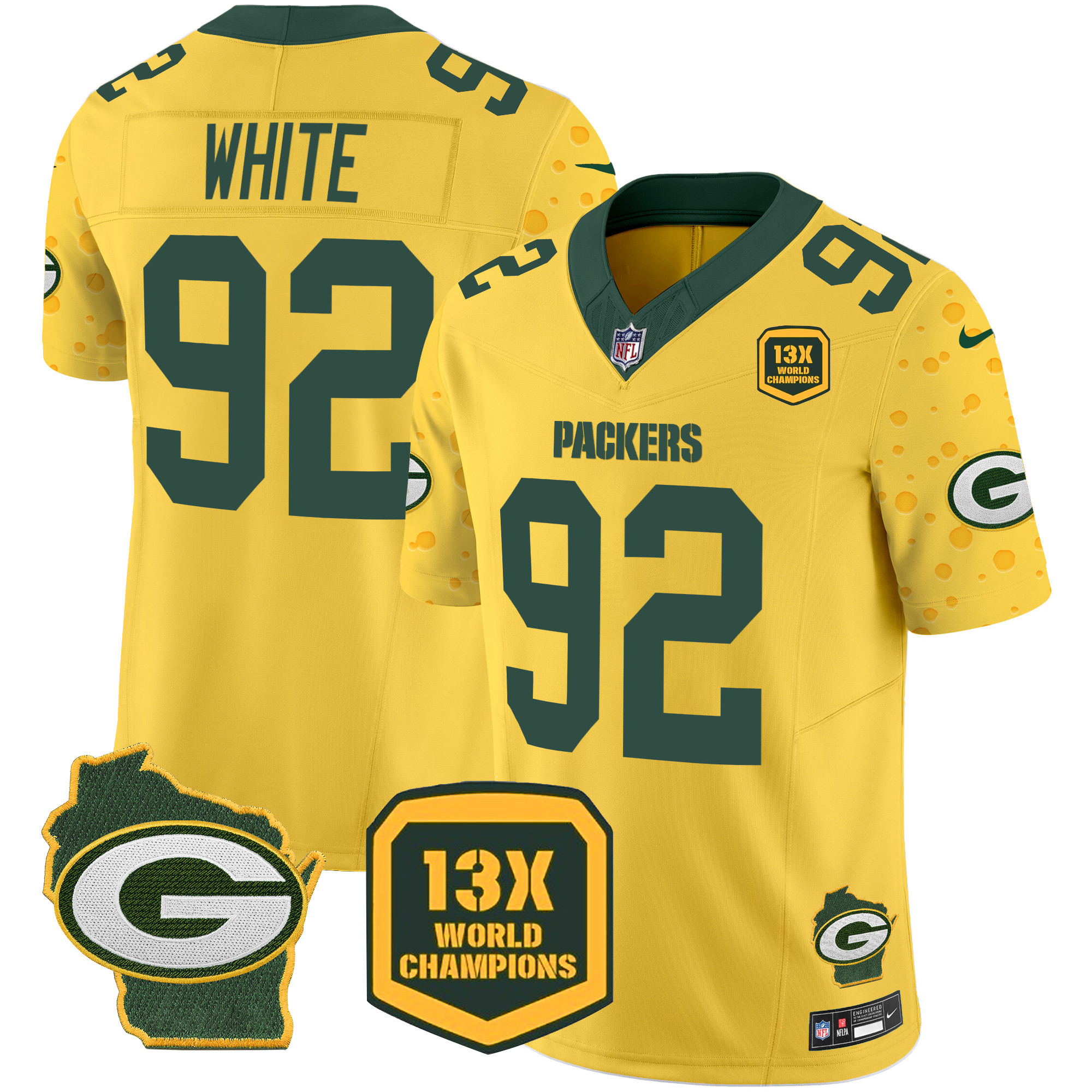 Men's Reggie White Green Bay Packers Cheese Vapor Limited Gold Jersey – All Stitched