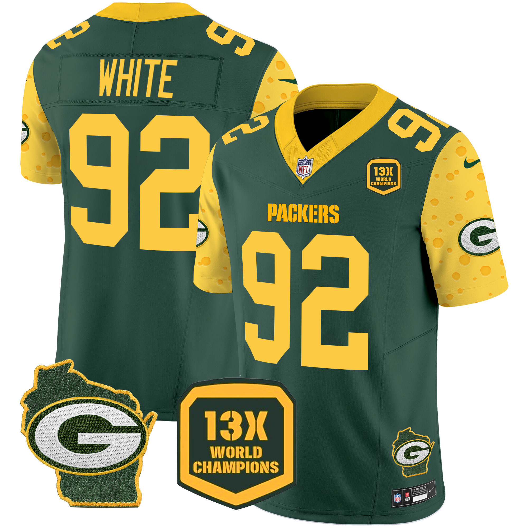 Men's Reggie White Green Bay Packers Cheese Vapor Limited Green Jersey – All Stitched