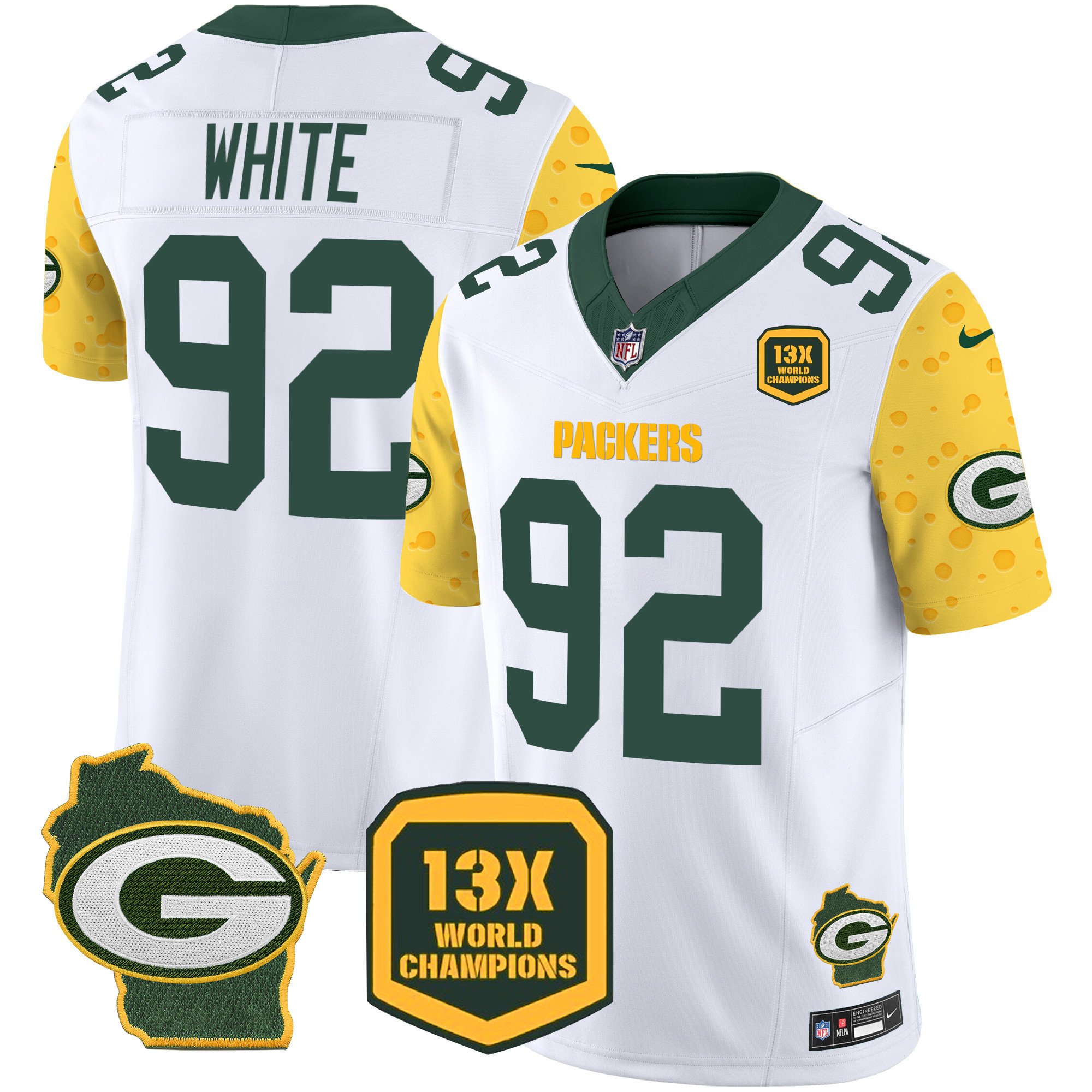 Men's Reggie White Green Bay Packers Cheese Vapor Limited White Jersey – All Stitched