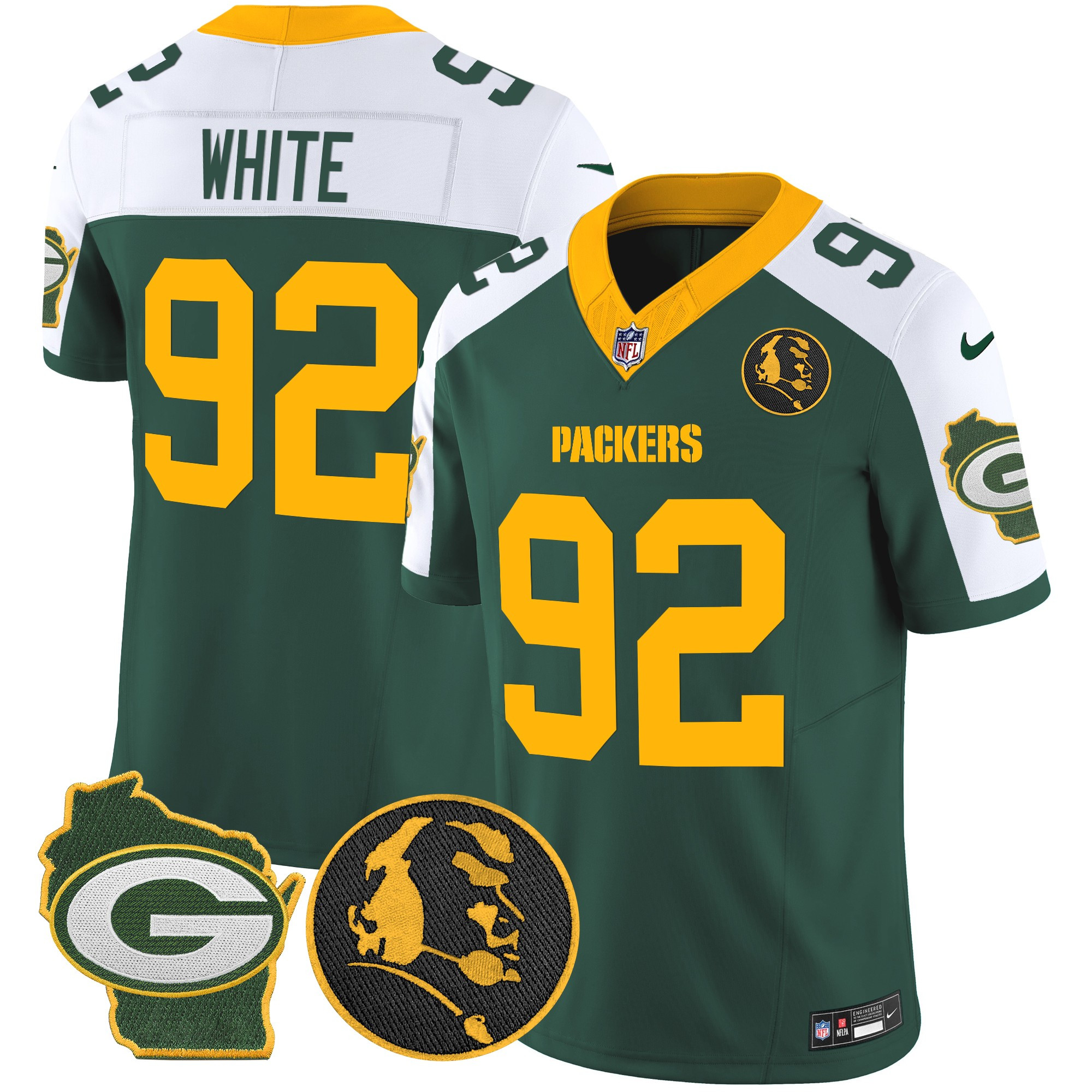 Men's Reggie White Green Bay Packers John Madden & Home Patch Vapor Limited Green Alternate Jersey - All Stitched