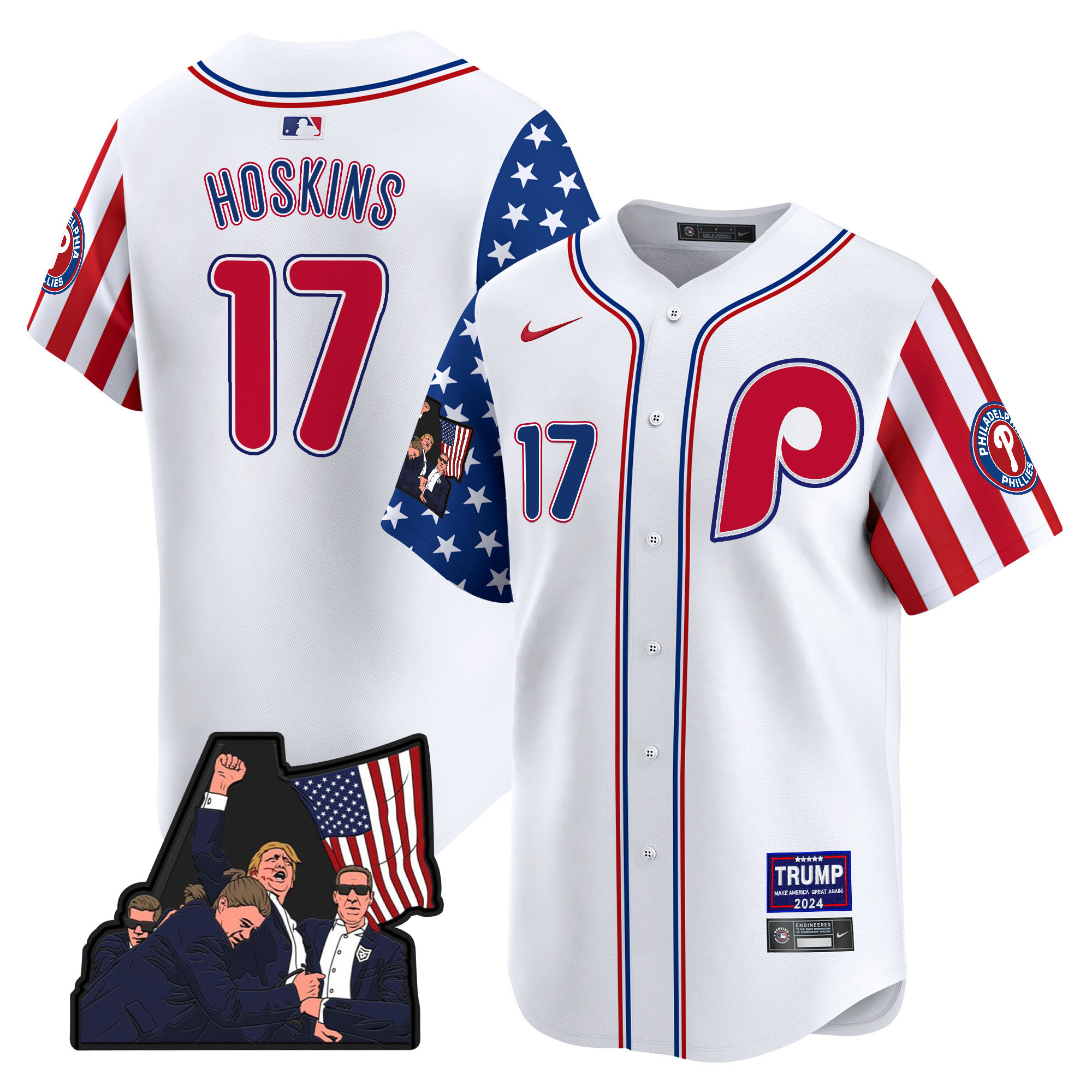 Men's Rhys Hoskins Philadelphia Phillies Make American Great Again Vapor Premier Limited White Alternate Jersey - All Stitched