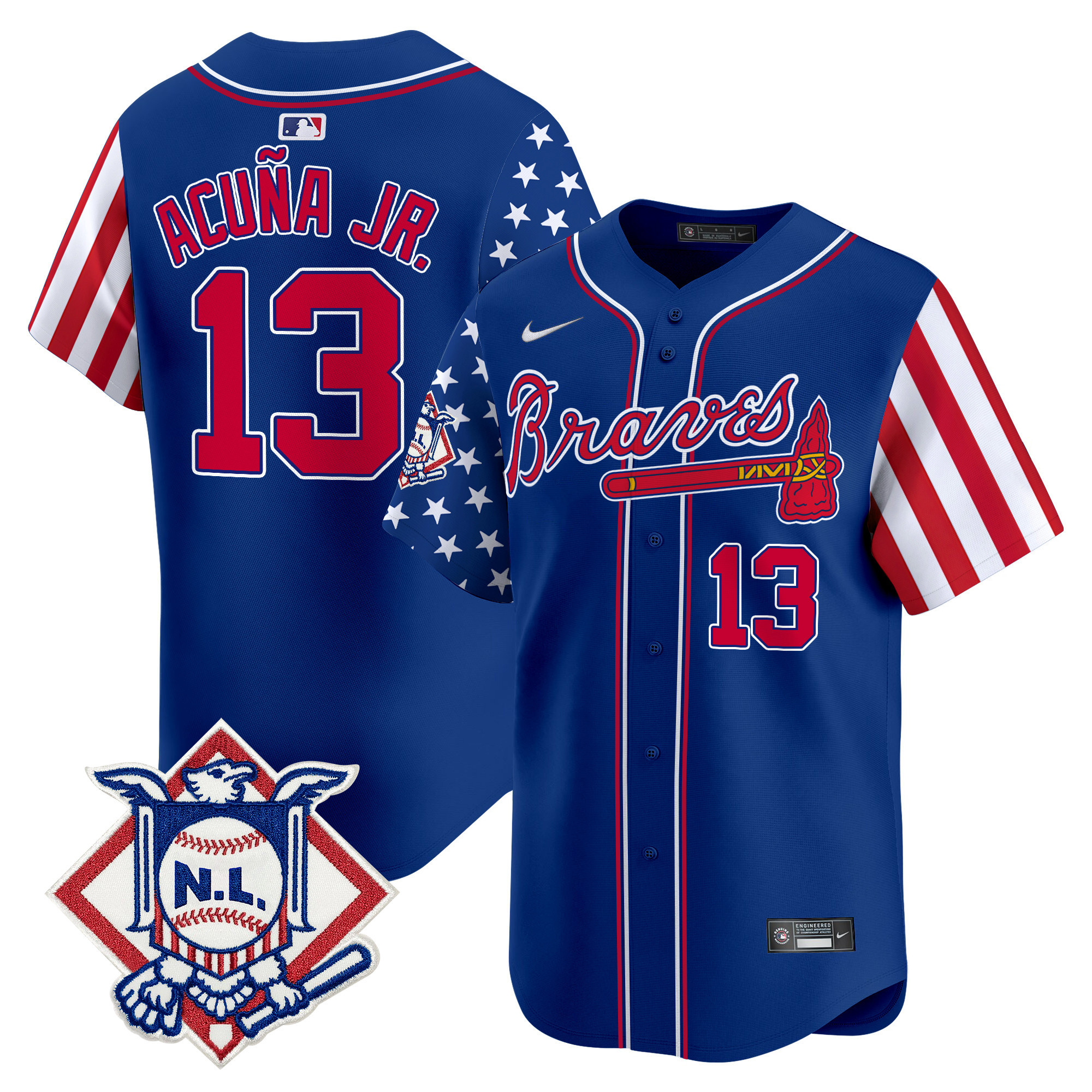 Men's Ronald Acuna Jr. Atlanta Braves 2024 Fourth of July Vapor Premier Limited Royal Jersey V2 - All Stitched