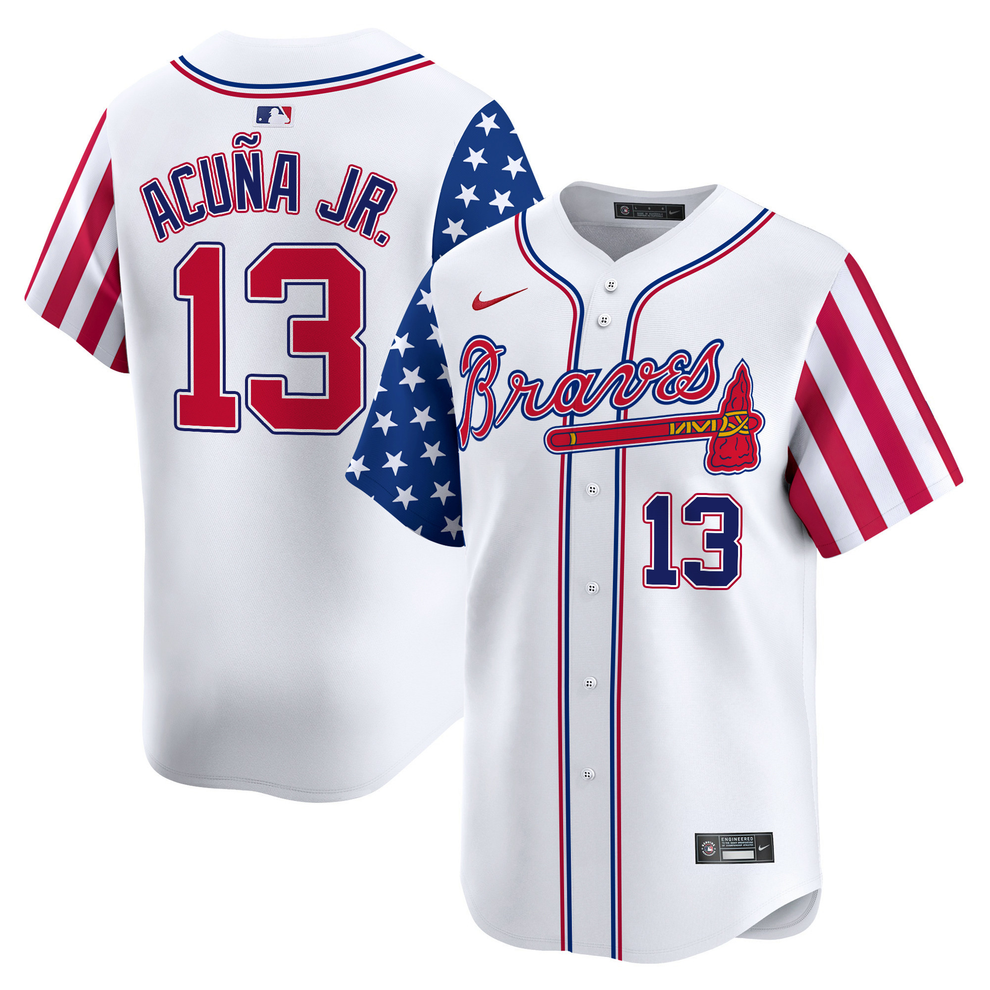 Men's Ronald Acuna Jr. Atlanta Braves 2024 Independence Day Vapor Premier Limited White Jersey - All Stitched