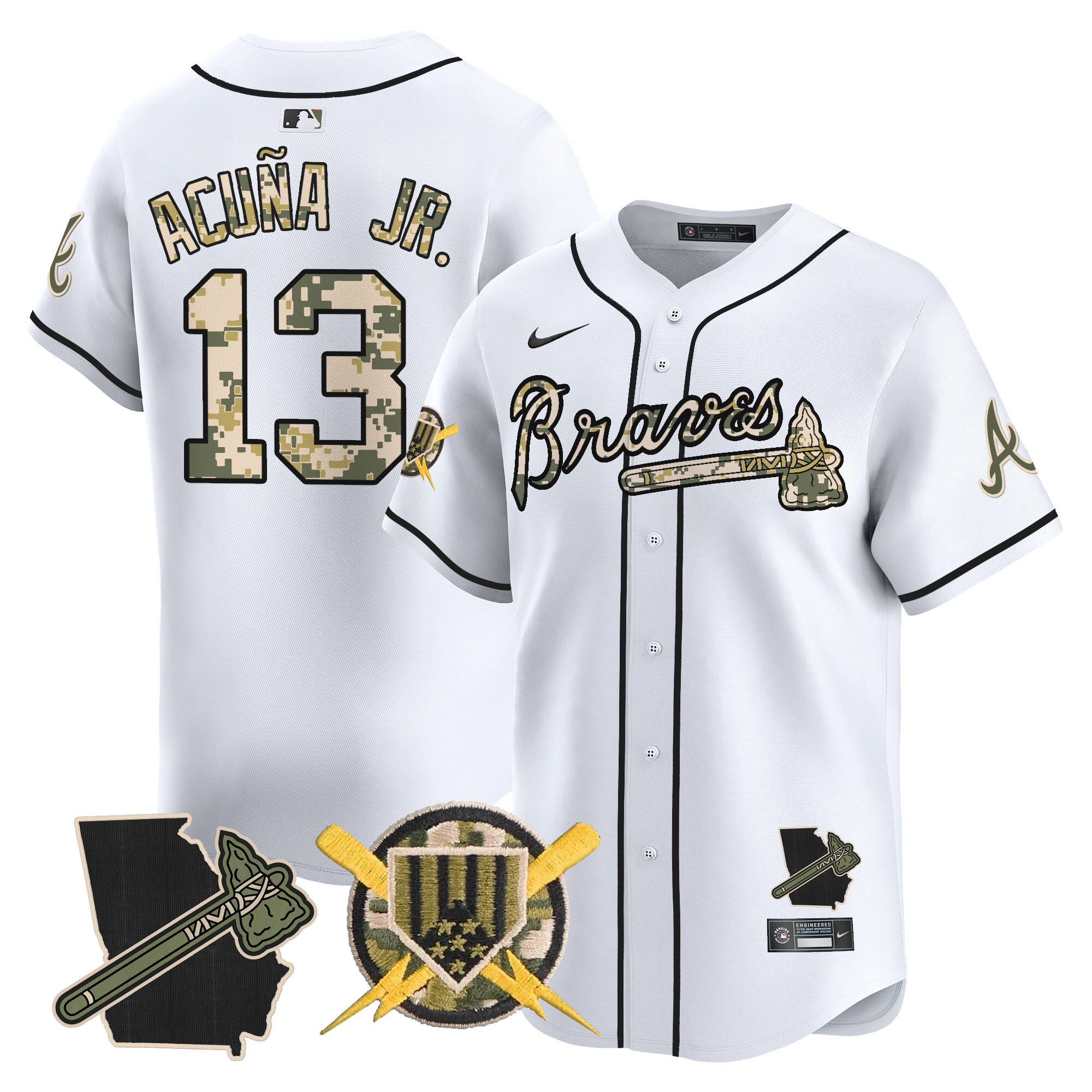 Men's Ronald Acuna Jr. Atlanta Braves Armed Forces Day Vapor Premier Limited White Jersey - All Stitched