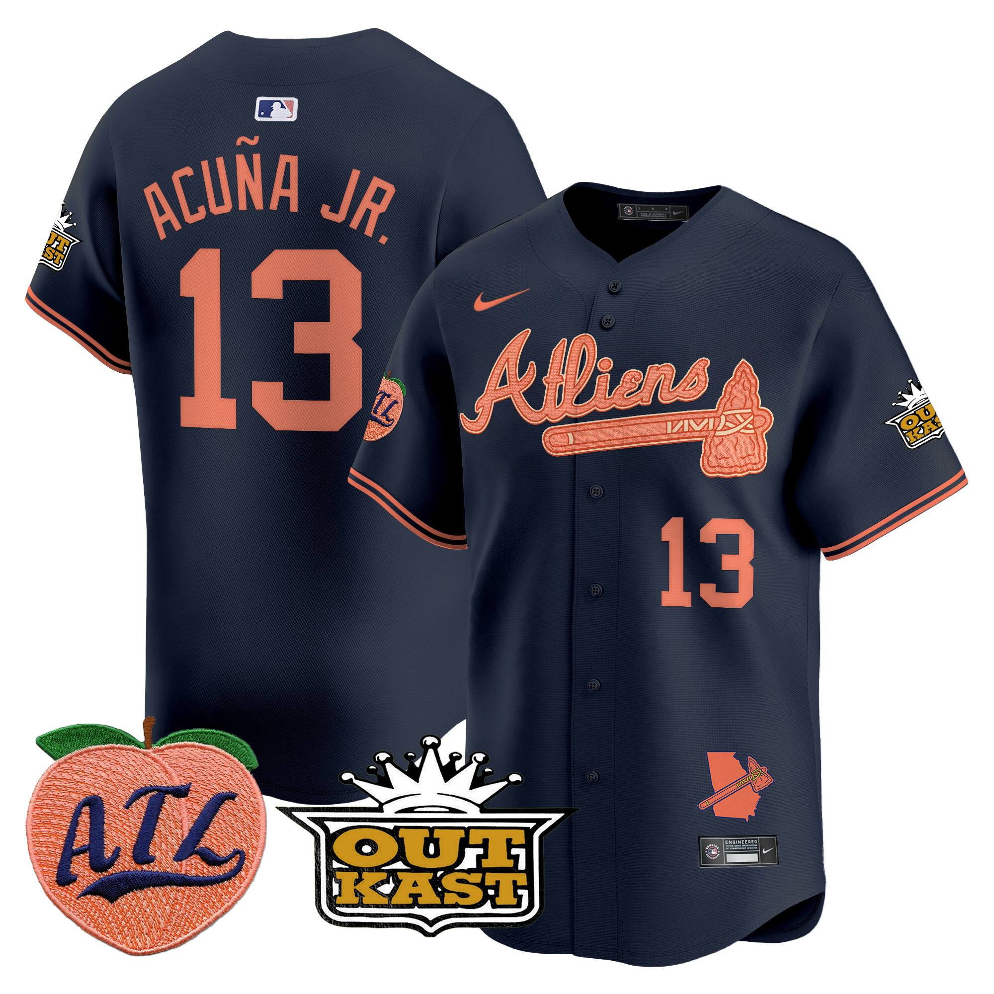 Men's Ronald Acuna Jr. Atlanta Braves Atliens & Peach Vapor Premier Limited Atliens Jersey - All Stitched