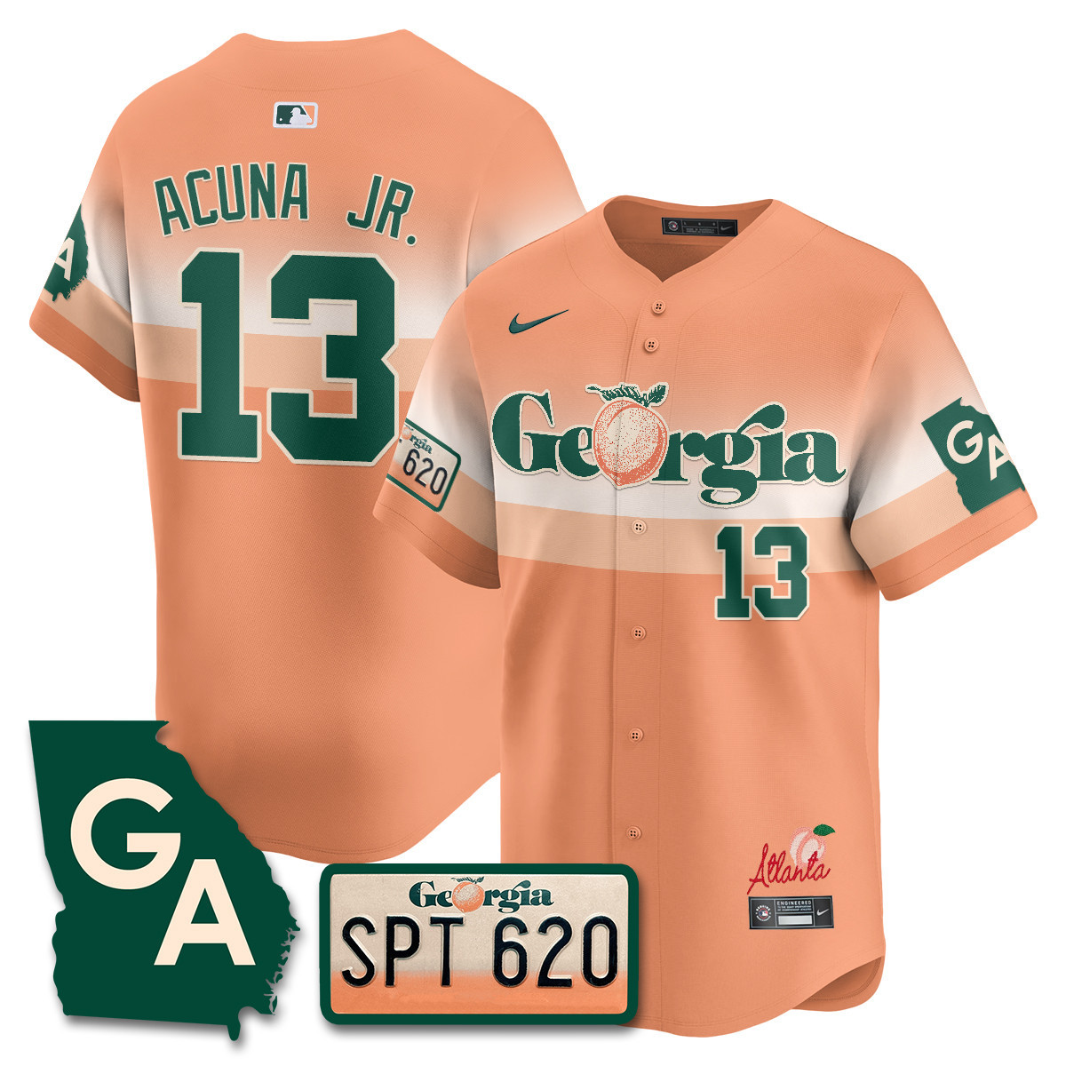 Men's Ronald Acuna Jr. Atlanta Braves Peach Plates - Georgia Peaches Vapor Premier Limited Peach Jersey - Printed