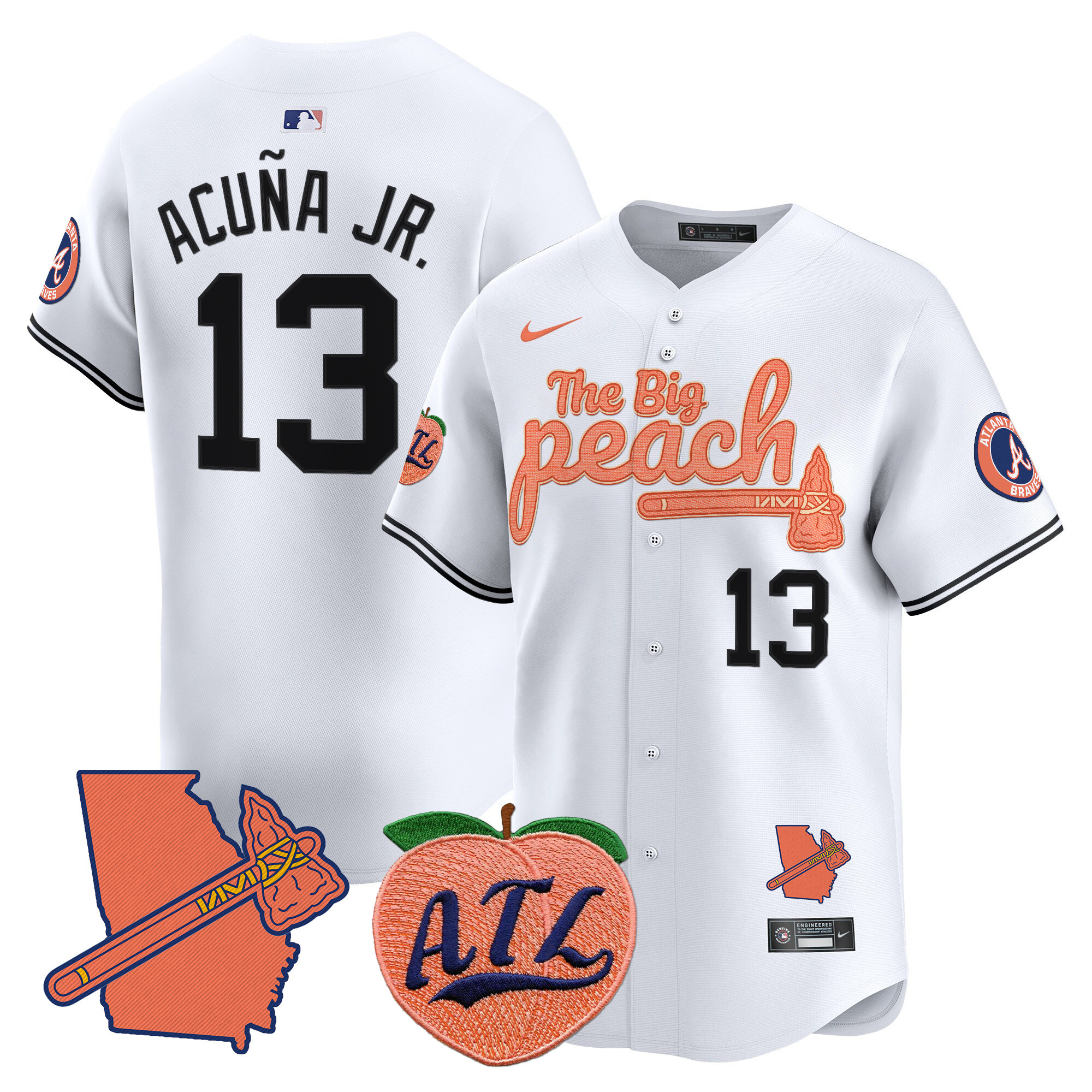Men's Ronald Acuna Jr. Atlanta Braves The Big Peach Vapor Premier Limited White Jersey V2 - All Stitched