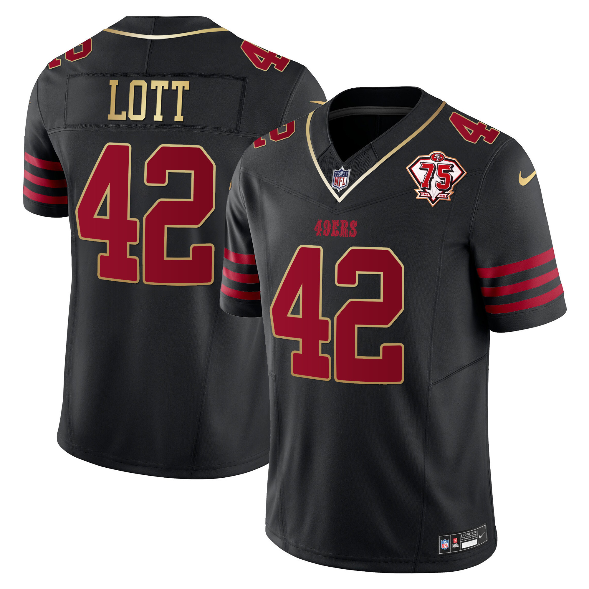 Men's Ronnie Lott San Francisco 49ers 2023 Vapor Gold Trim Limited Black Gold Jersey - All Stitched