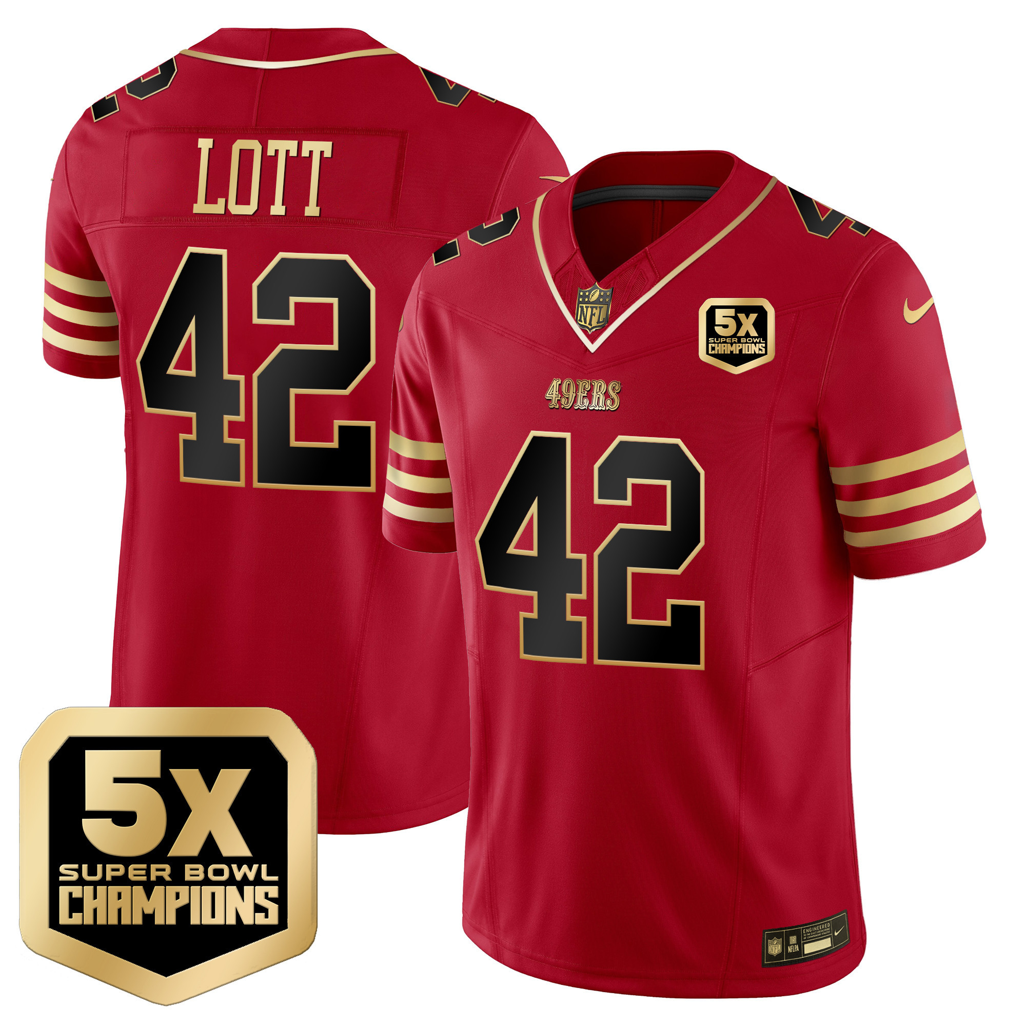 Men's Ronnie Lott San Francisco 49ers 5x Super Bowl Champions Vapor Limited Black Scarlet Jersey - All Stitched