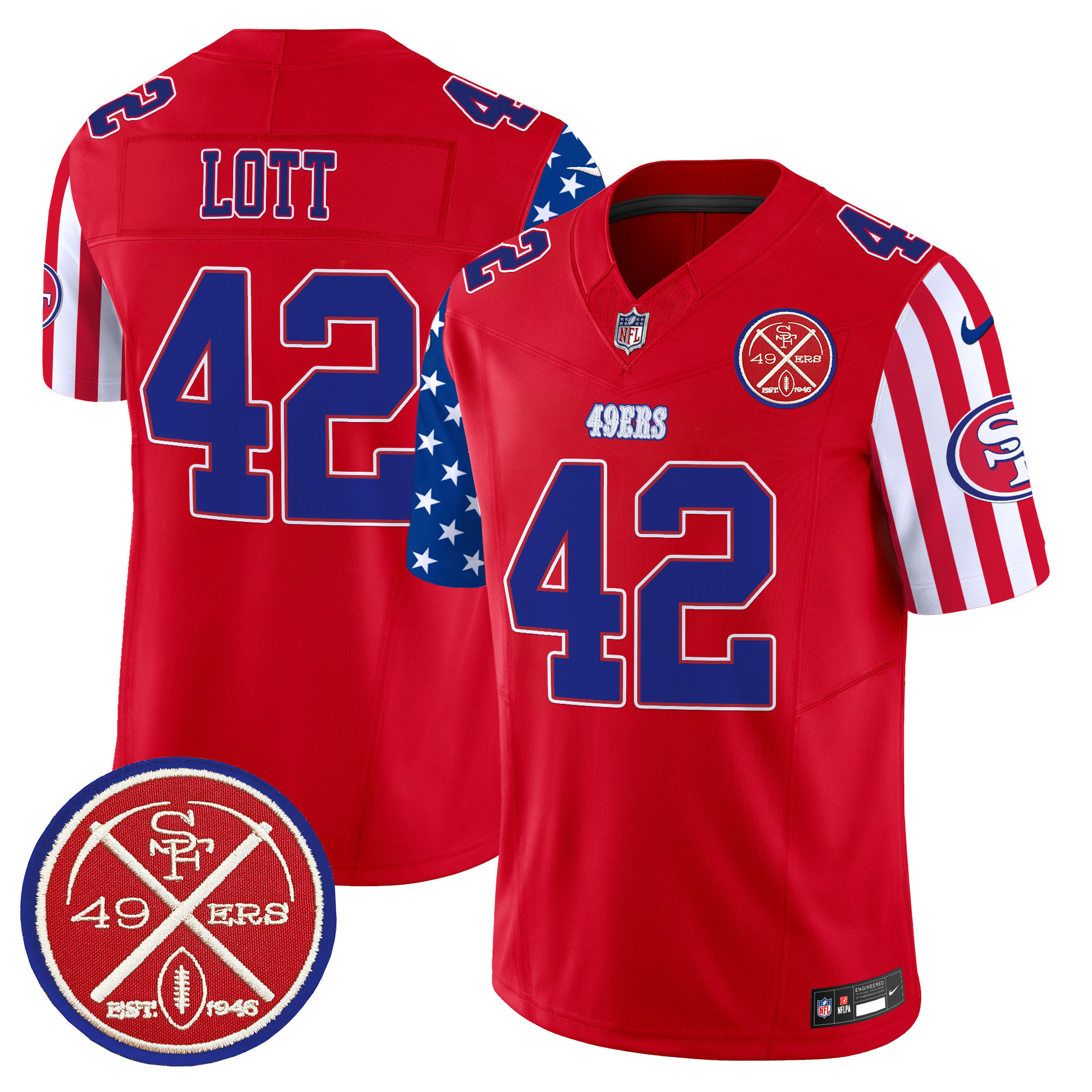Men's Ronnie Lott San Francisco 49ers American Style Vapor Limited Red Jersey - All Stitched