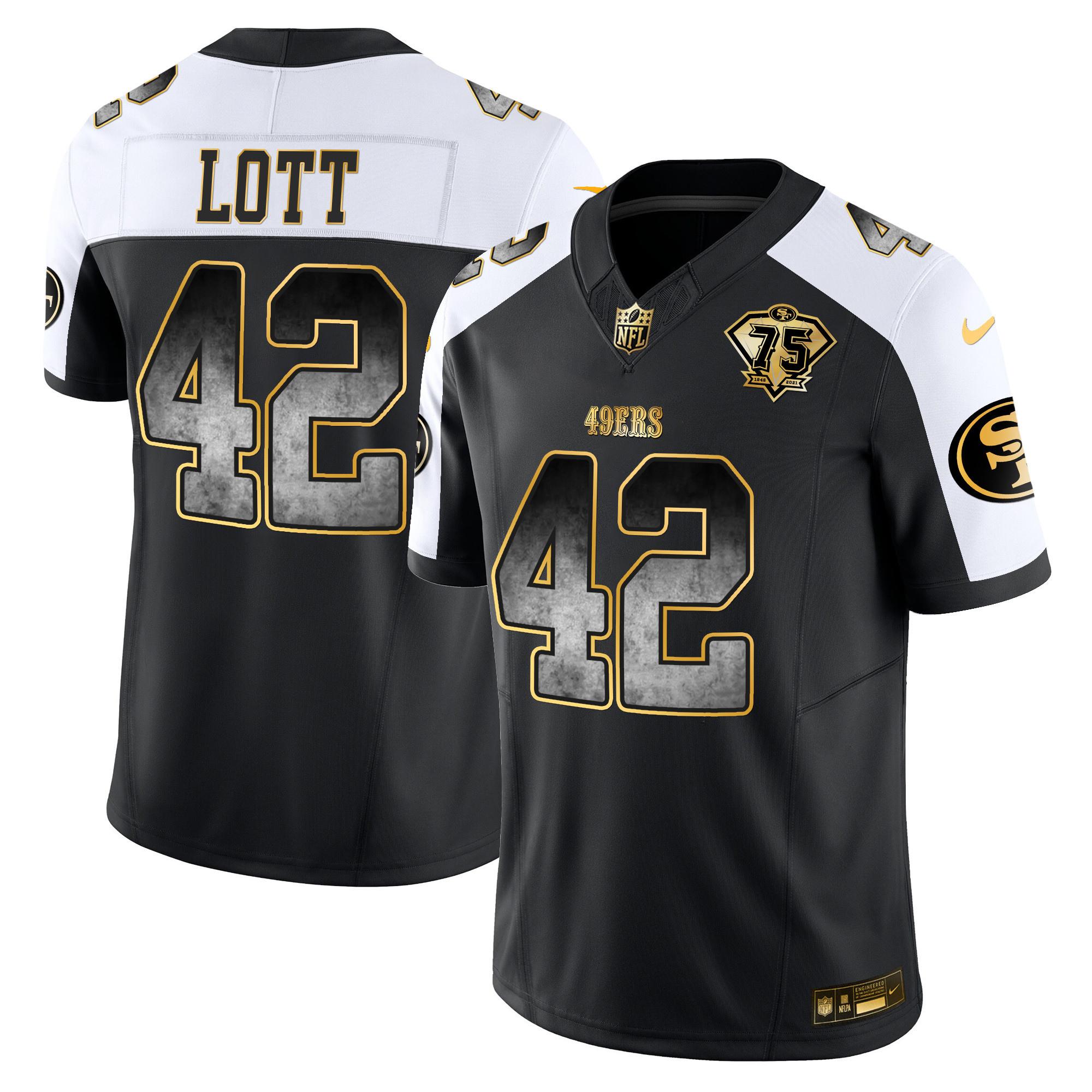 Men's Ronnie Lott San Francisco 49ers Arch Smoke Vapor Alternate Jersey - All Stitched
