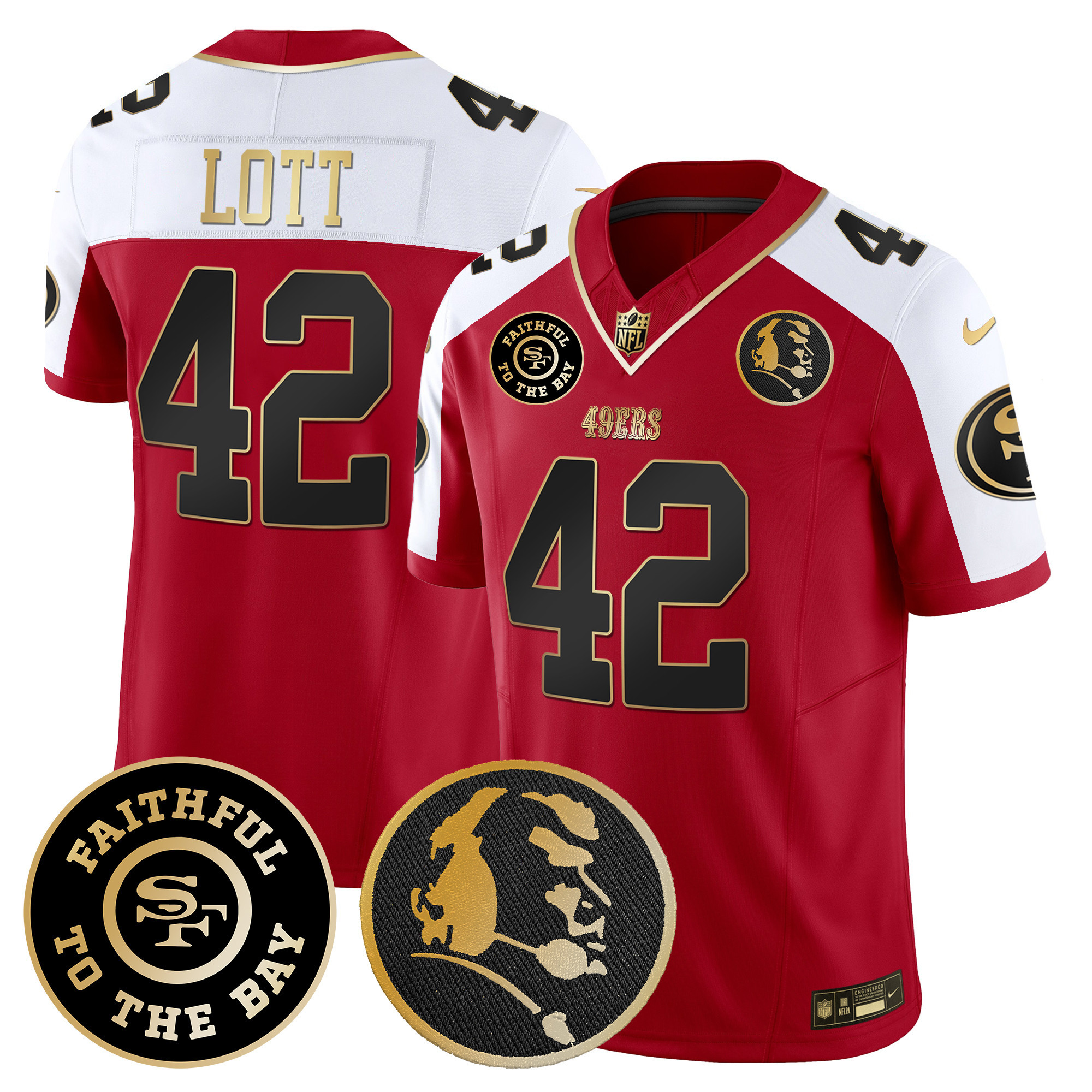 Men's Ronnie Lott San Francisco 49ers Faithful & John Madden Patch Vapor Alternate Jersey - All Stitched