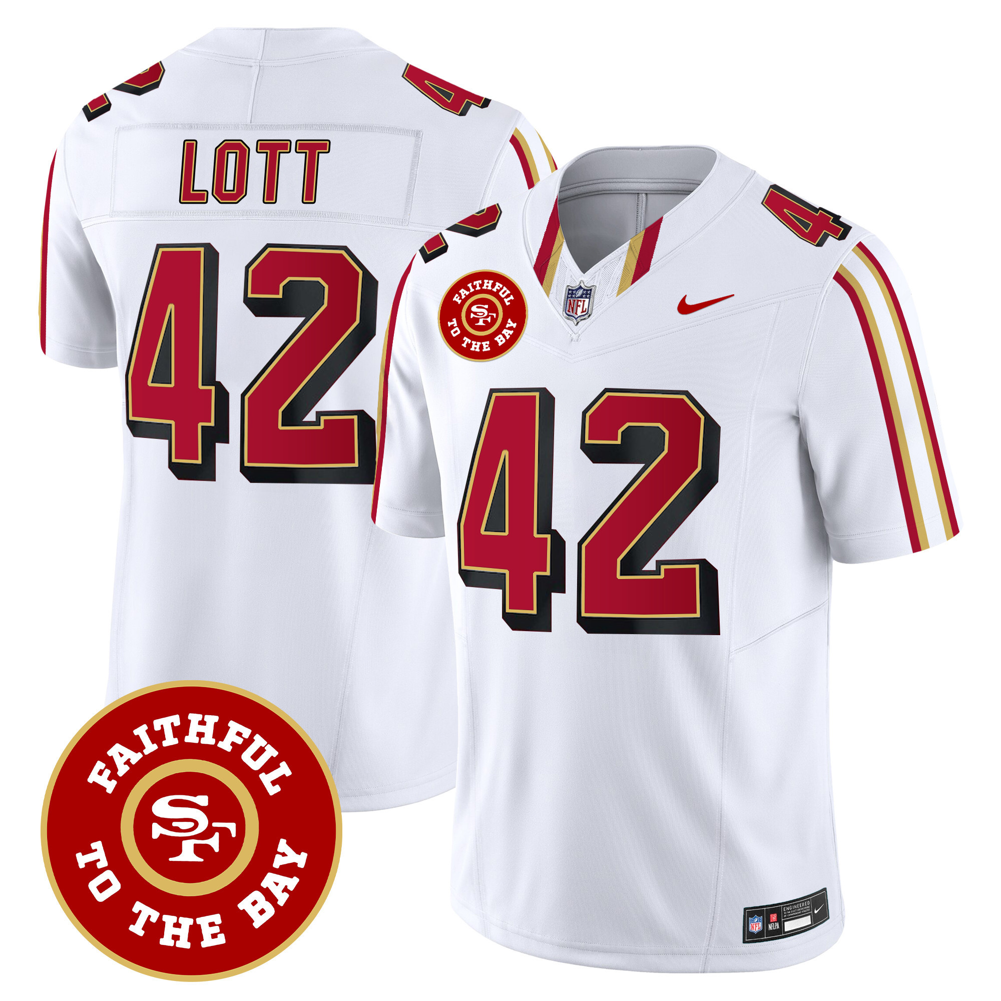 Men's Ronnie Lott San Francisco 49ers Faithful To The Bay Patch Vapor Limited White Jersey V9 - All Stitched