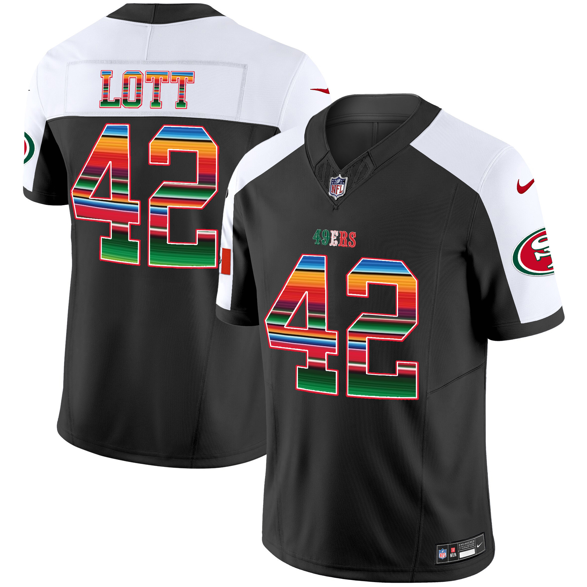 Men's Ronnie Lott San Francisco 49ers Mexico Vapor Black Alternate Jersey V3 - All Stitched