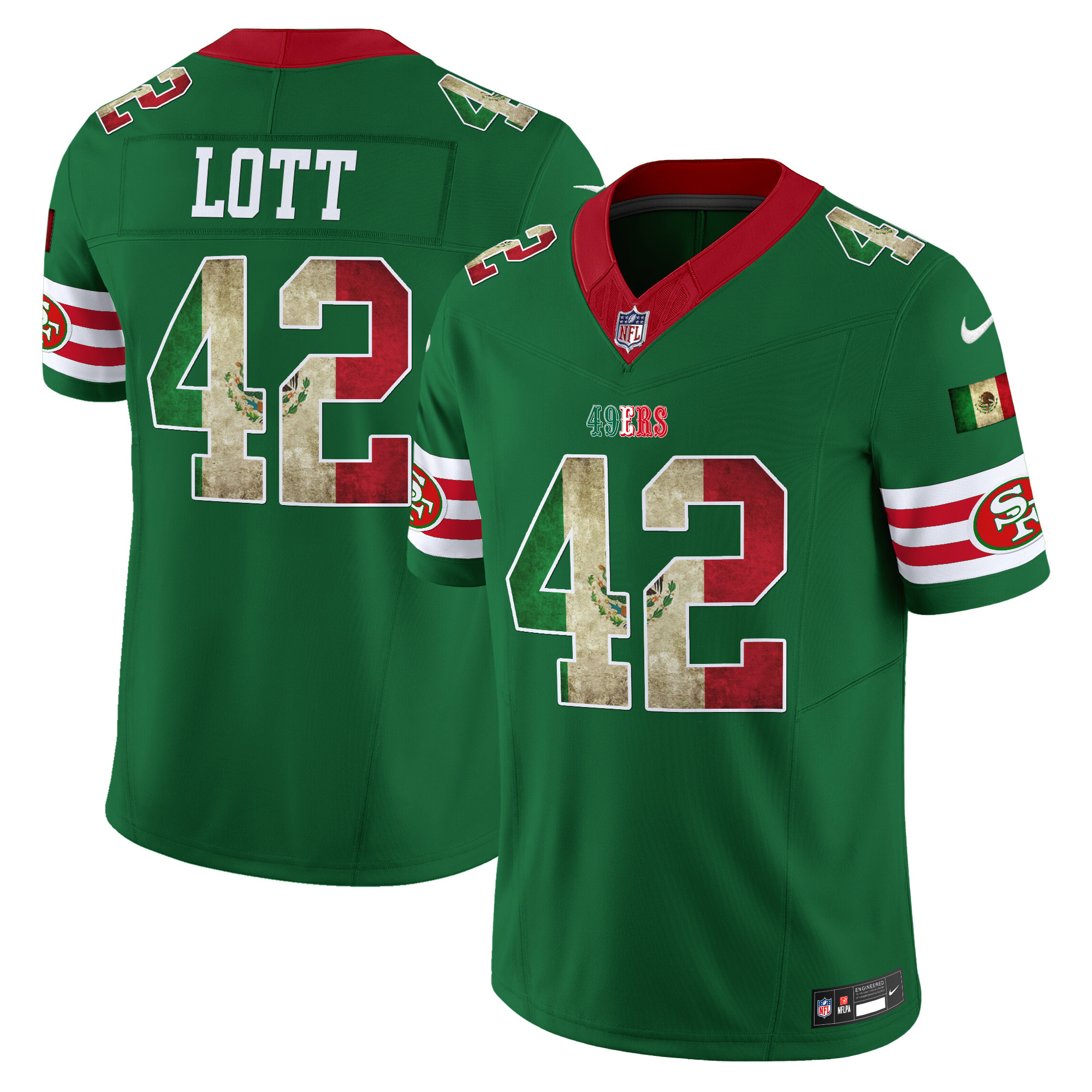 Men's Ronnie Lott San Francisco 49ers Mexico Vapor Limited Green Jersey - All Stitched