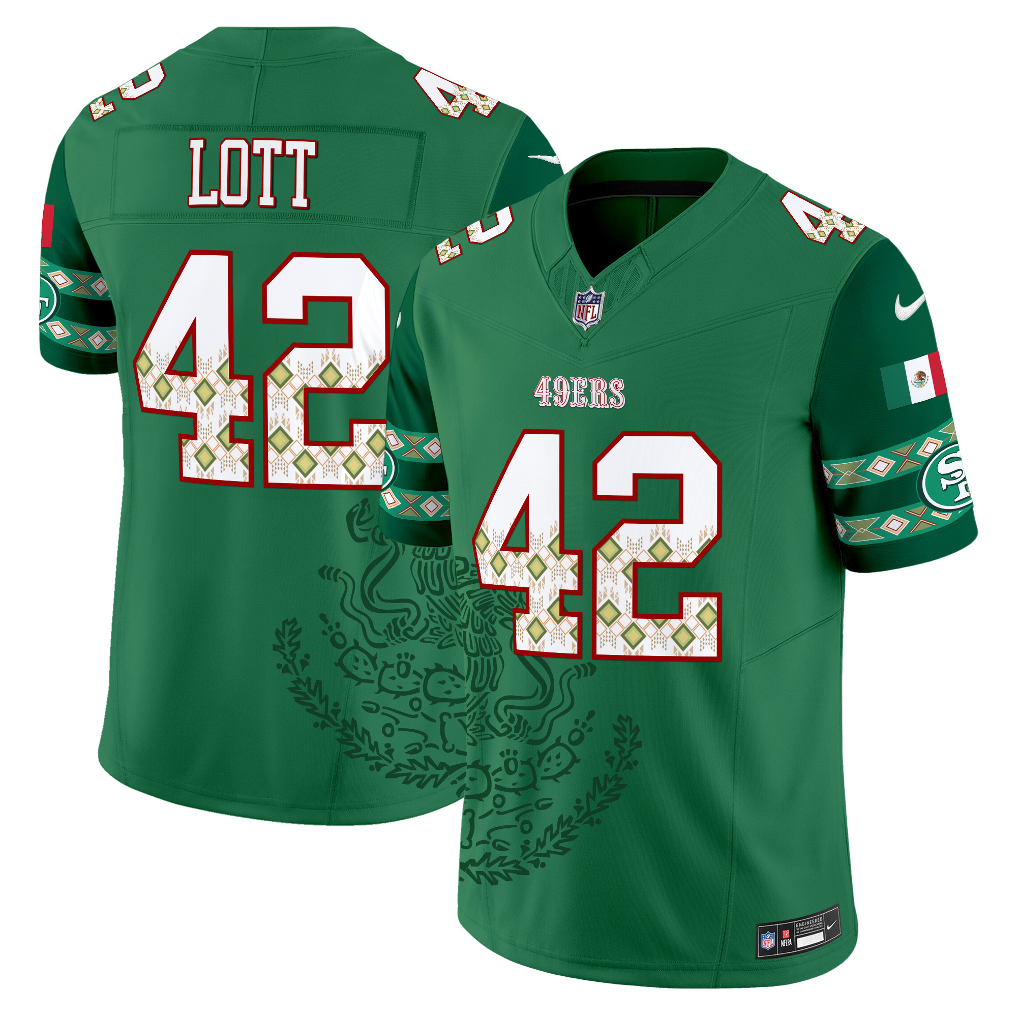Men's Ronnie Lott San Francisco 49ers Mexico Vapor Limited Green Jersey - Printed