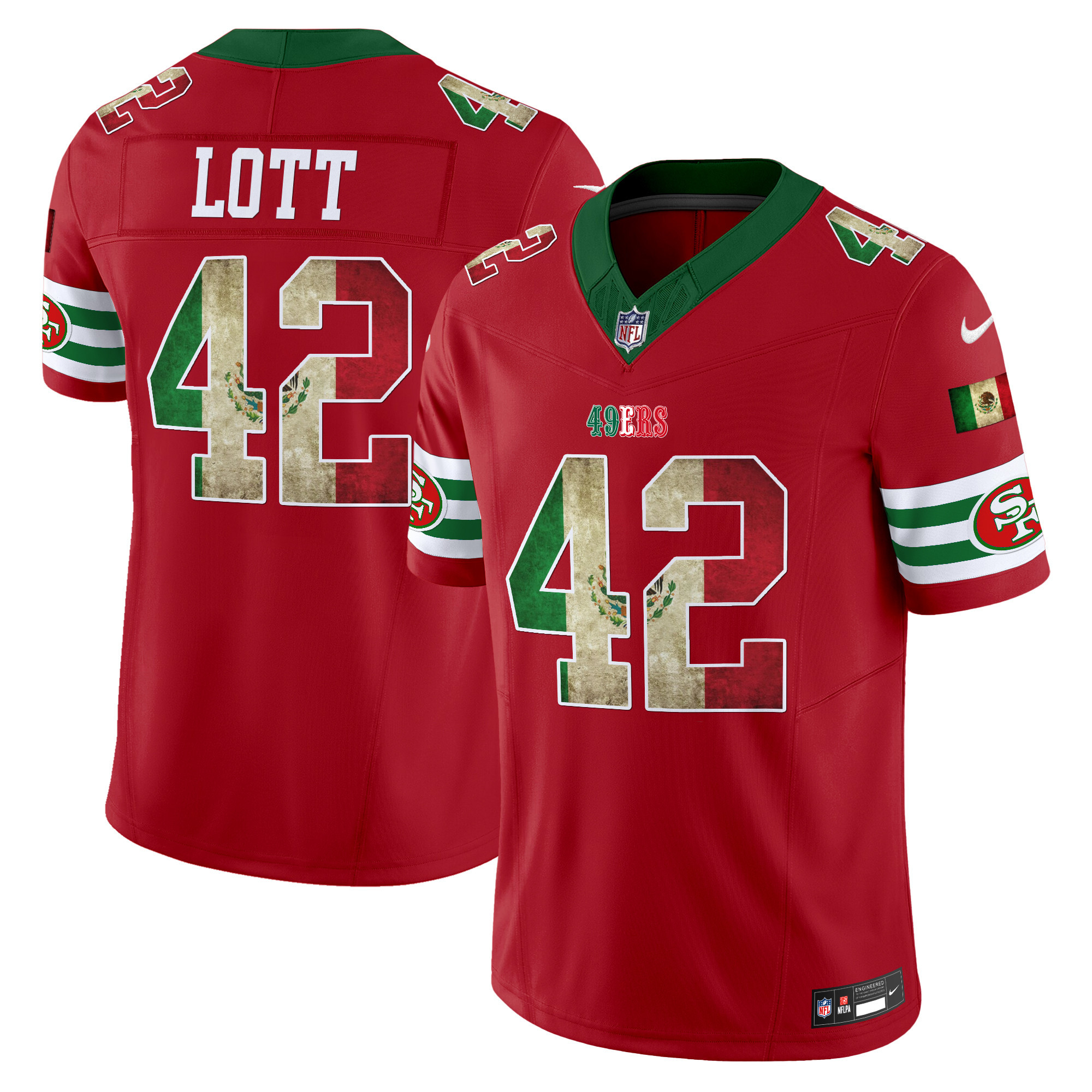 Men's Ronnie Lott San Francisco 49ers Mexico Vapor Limited Red Jersey - All Stitched