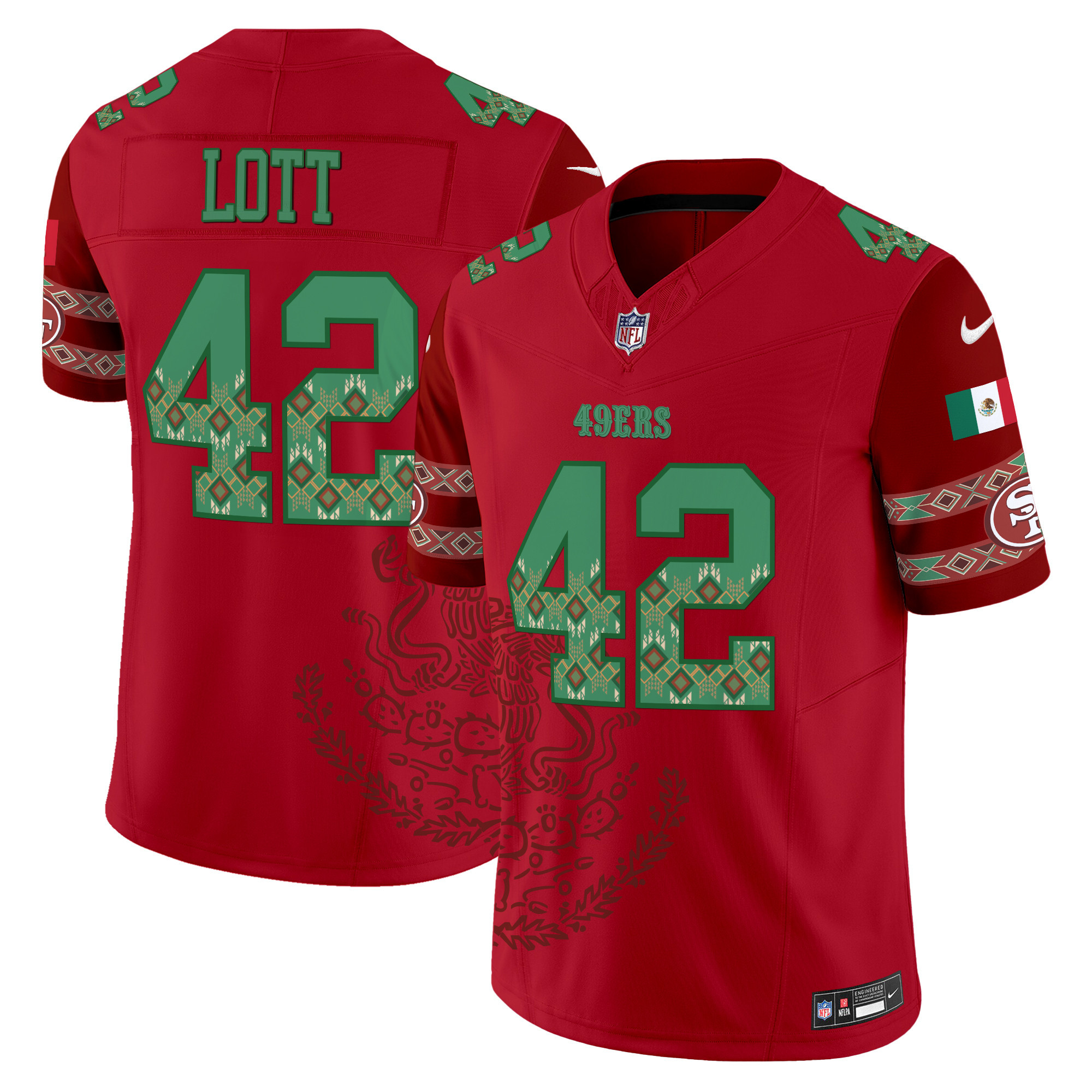 Men's Ronnie Lott San Francisco 49ers Mexico Vapor Limited Red Jersey - Printed