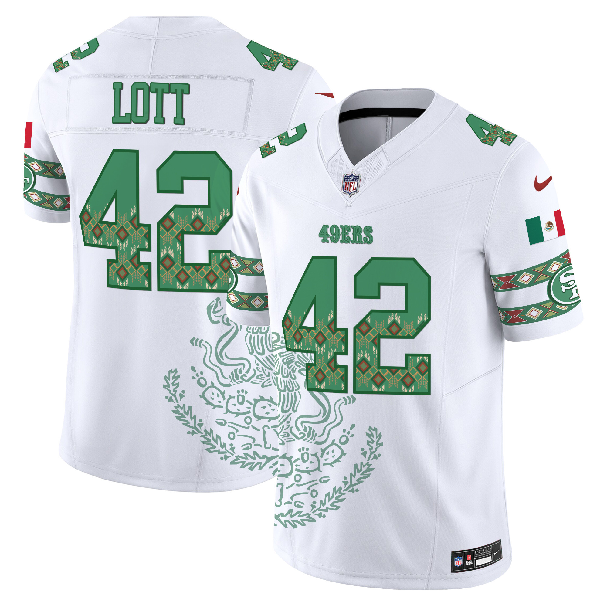 Men's Ronnie Lott San Francisco 49ers Mexico Vapor Limited White Jersey - Printed