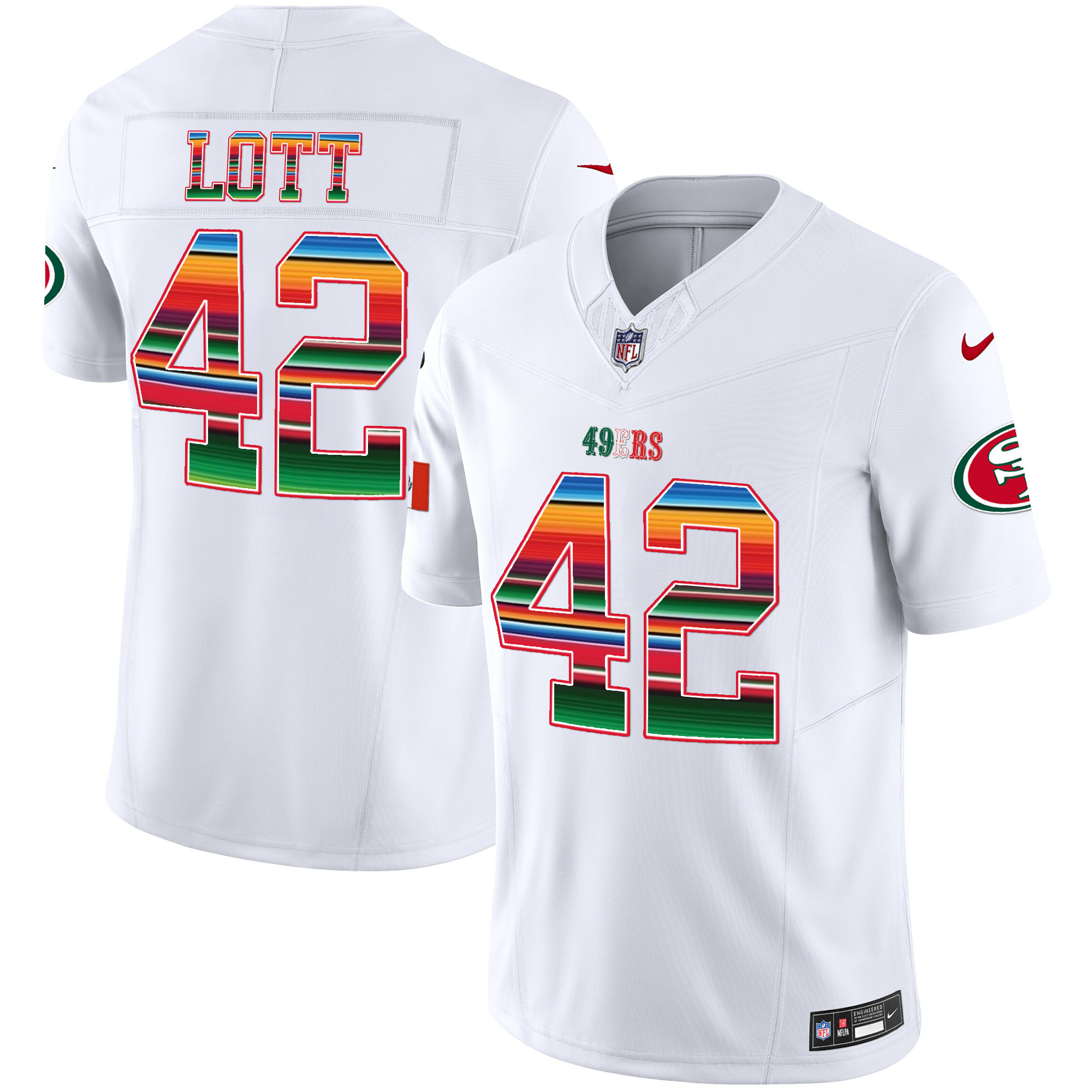 Men's Ronnie Lott San Francisco 49ers Mexico Vapor White Jersey V3 - All Stitched