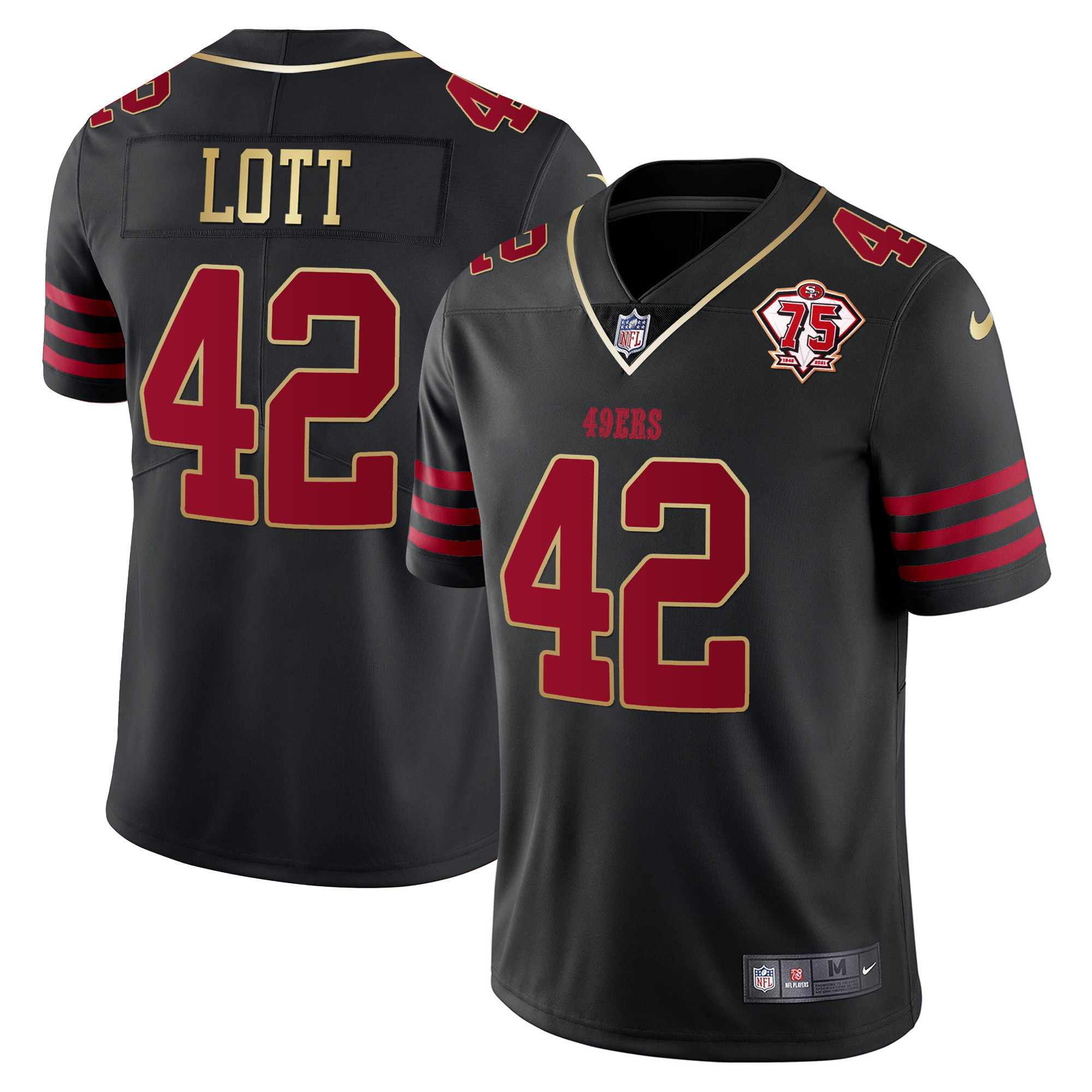 Men's Ronnie Lott San Francisco 49ers Vapor Gold Black Gold Jersey Collection - All Stitched