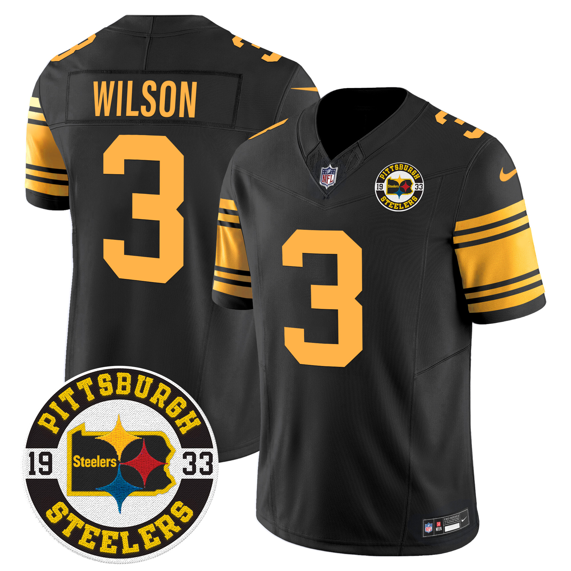 Men's Russell Wilson Pittsburgh Steelers 2024 Vapor Limited Color Rush Jersey - All Stitched