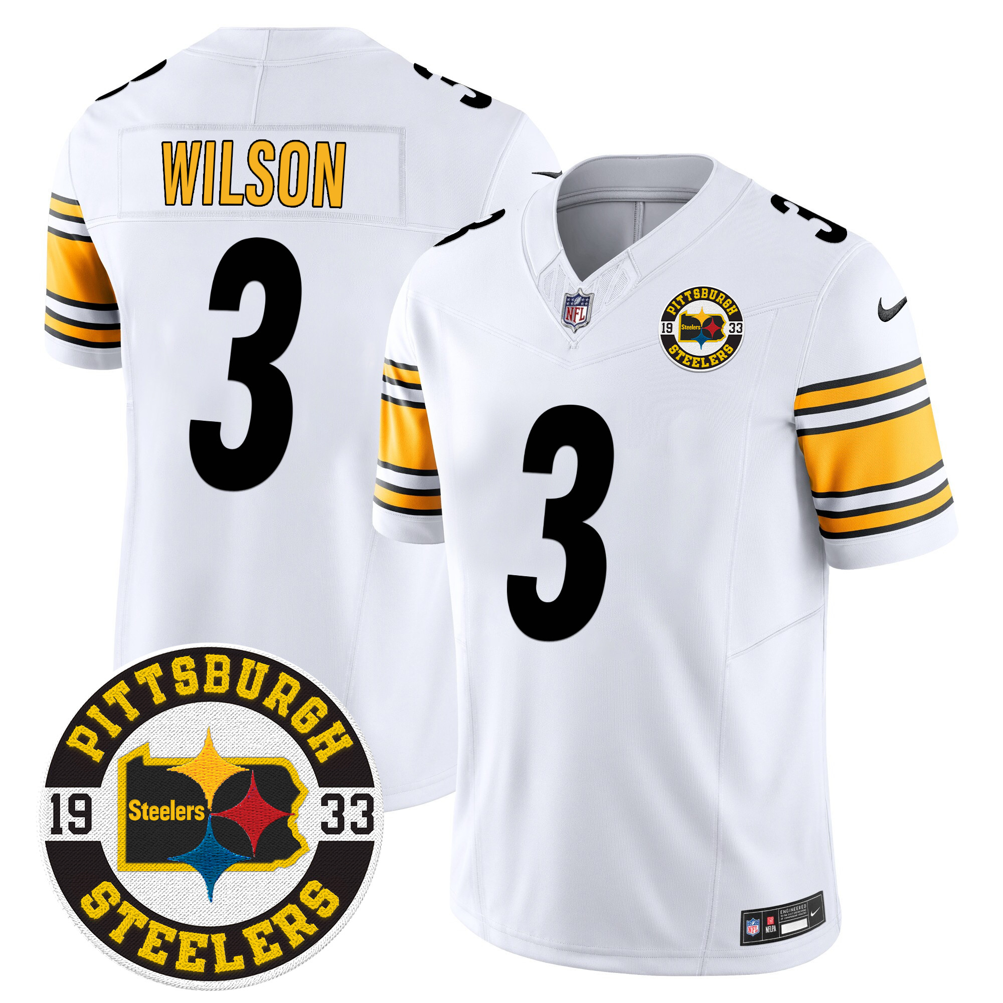 Men's Russell Wilson Pittsburgh Steelers 2024 Vapor Limited White Jersey - All Stitched
