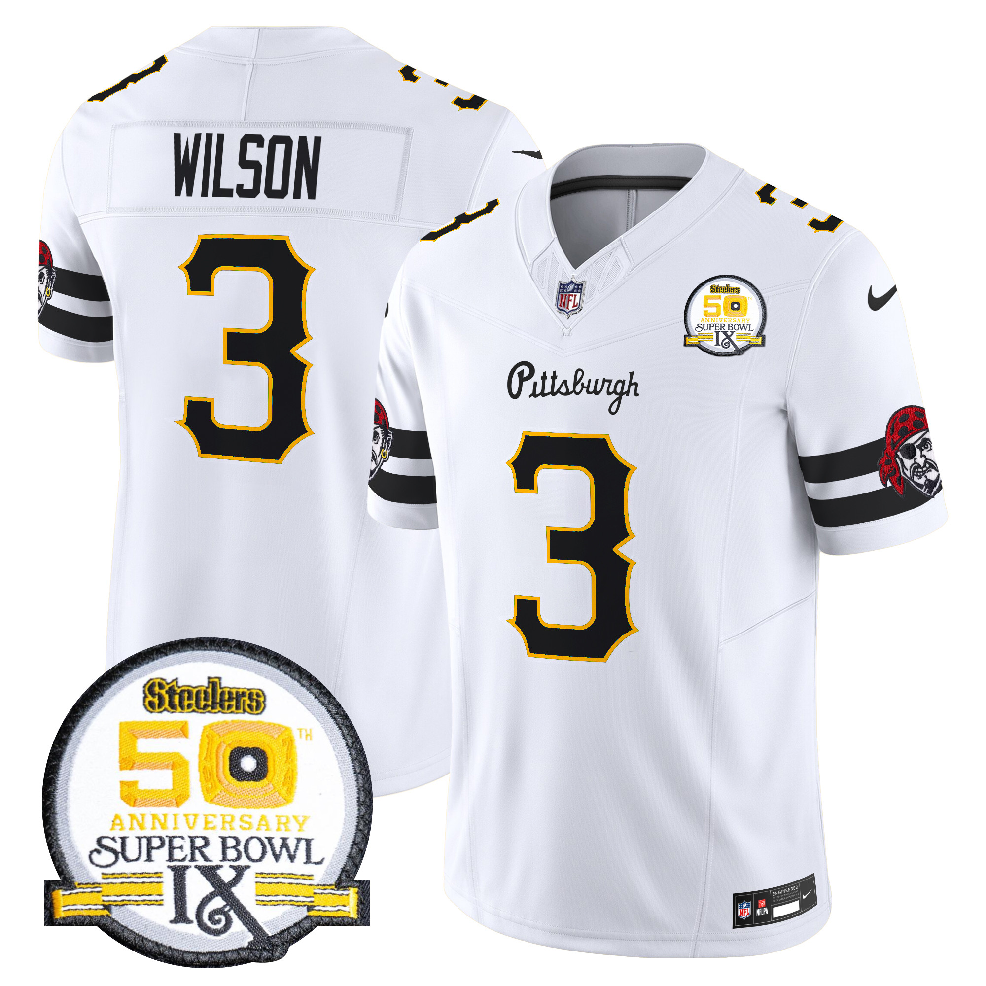 Men's Russell Wilson Pittsburgh Steelers 2024 Vapor Limited White Jersey - All Stitched