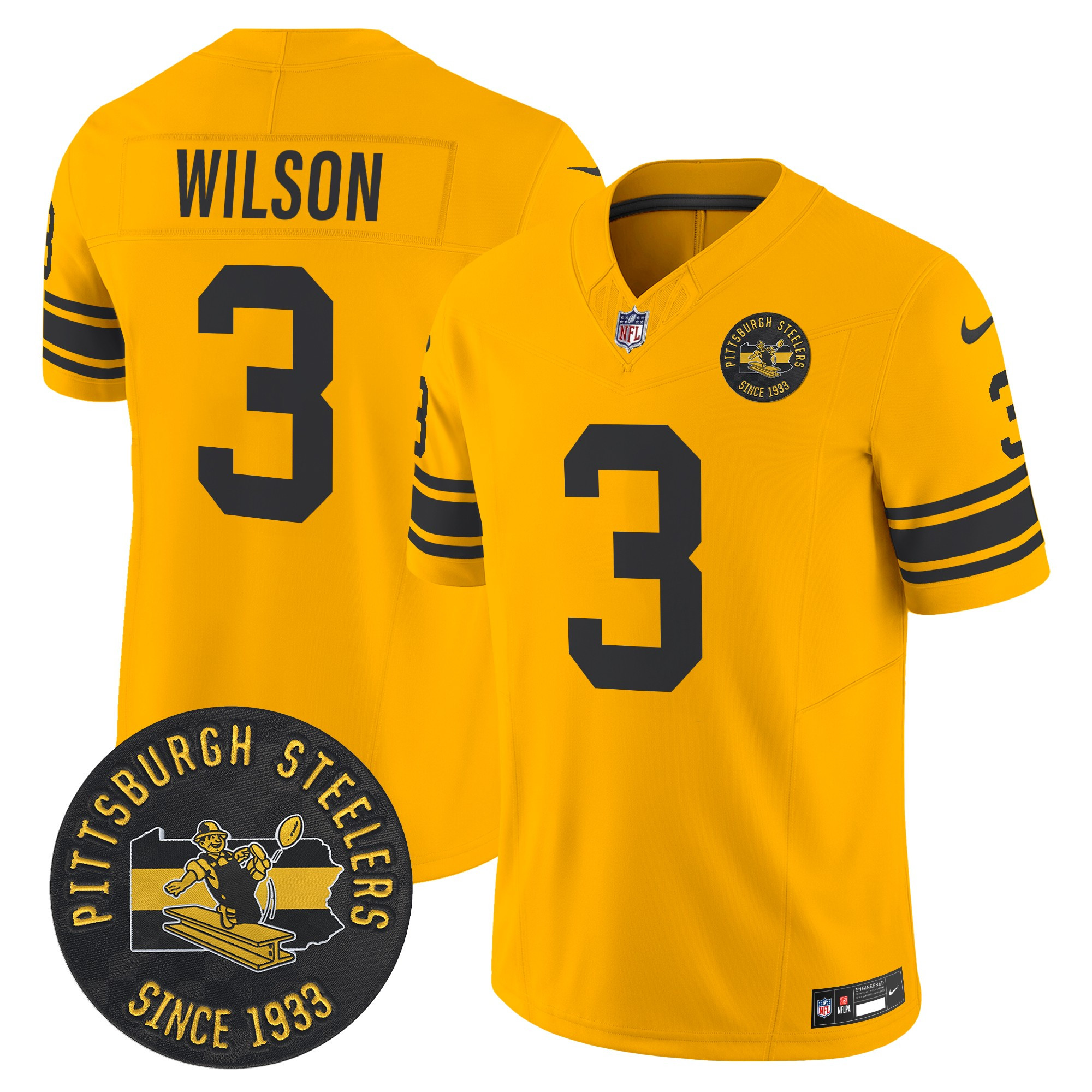 Men's Russell Wilson Pittsburgh Steelers Throwback 1962 Vapor Limited Gold Jersey - All Stitched