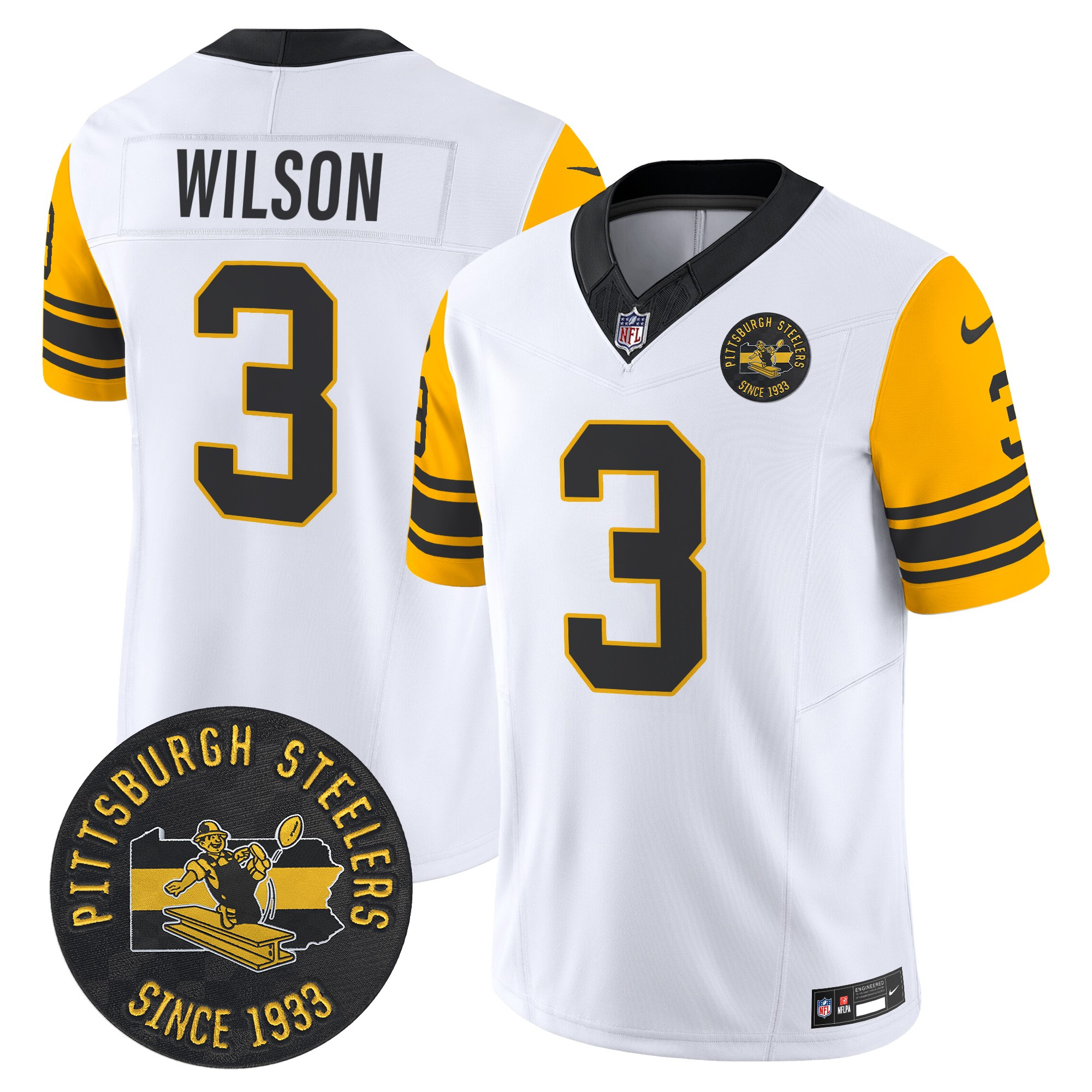Men's Russell Wilson Pittsburgh Steelers Throwback 1962 Vapor Limited White Jersey - All Stitched