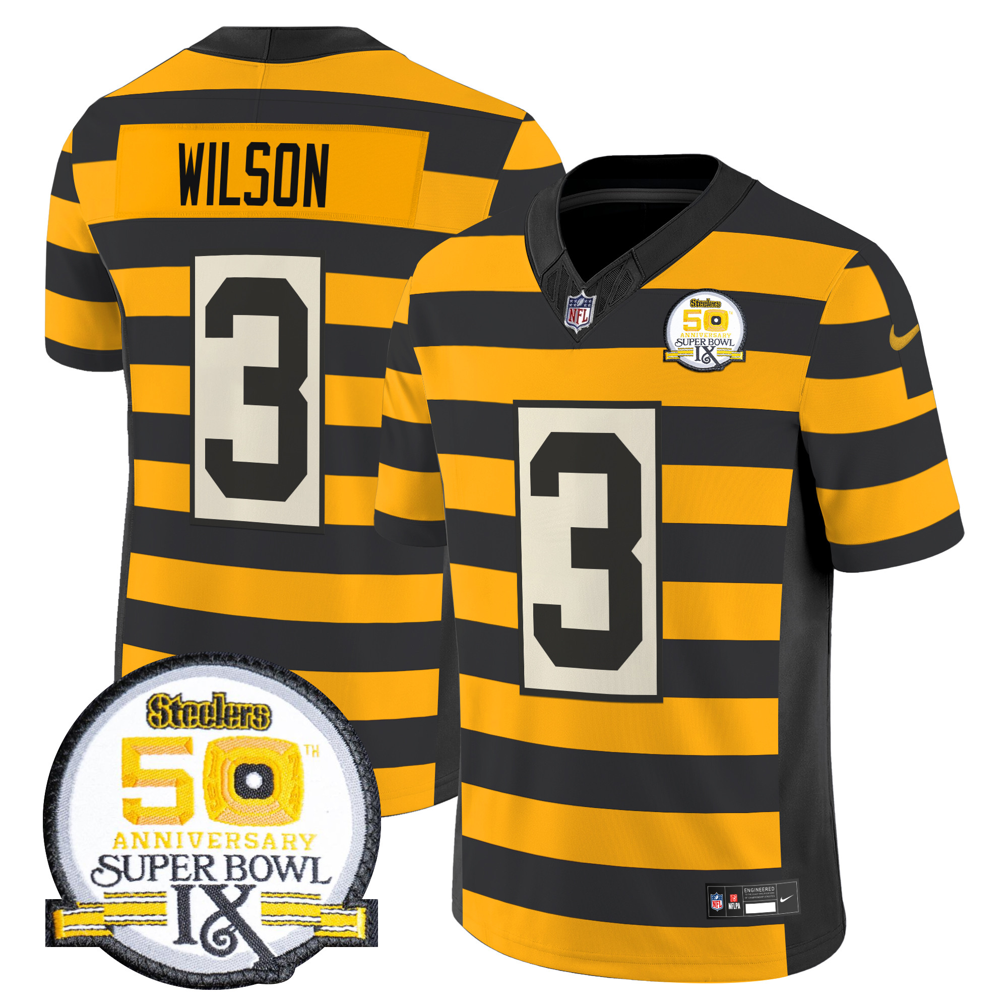 Men's Russell Wilson Pittsburgh Steelers Throwback 2024 Vapor Limited Bumble Bee Jersey - All Stitched