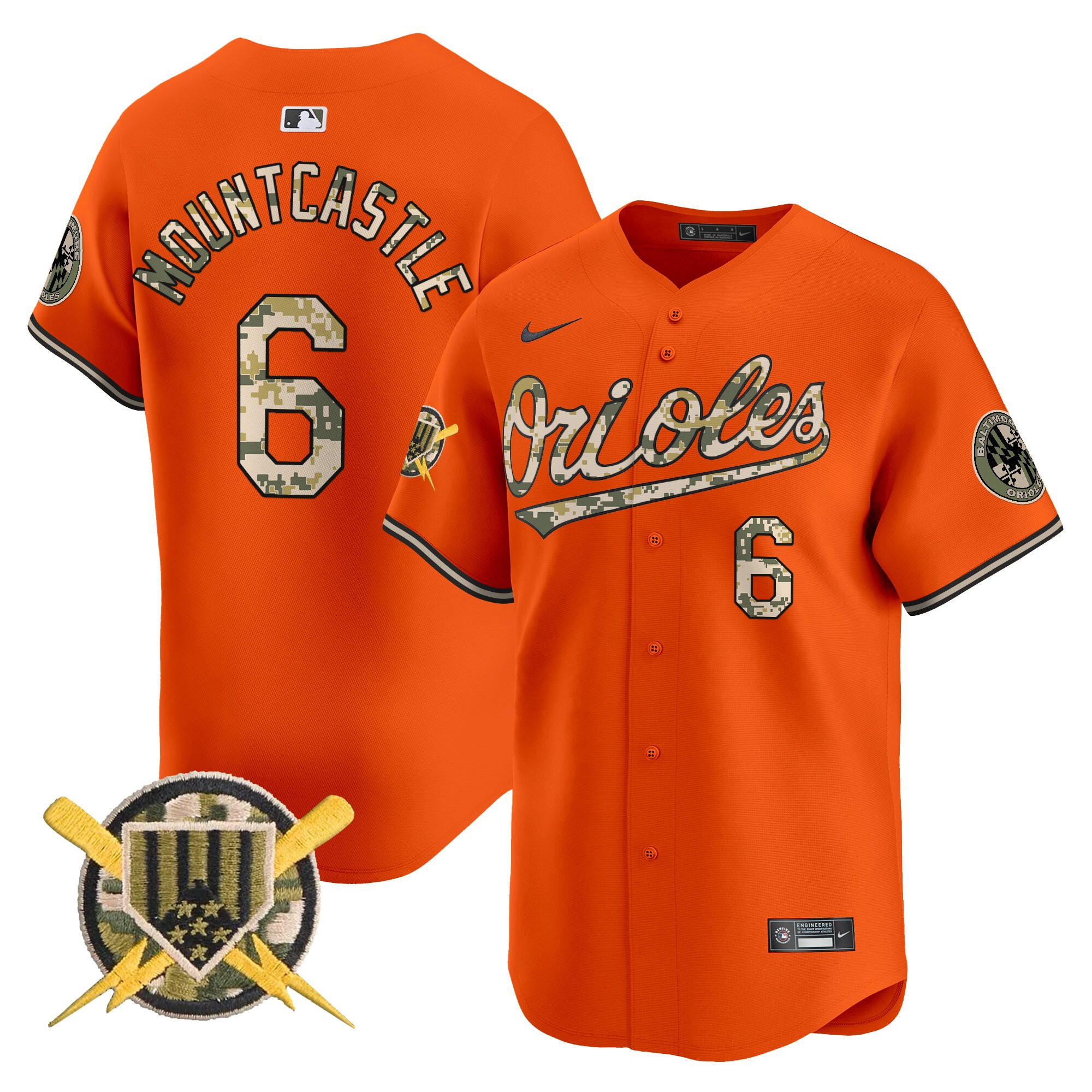 Men's Ryan Mountcastle Baltimore Orioles Armed Forces Day Vapor Premier Limited Orange Jersey - All Stitched