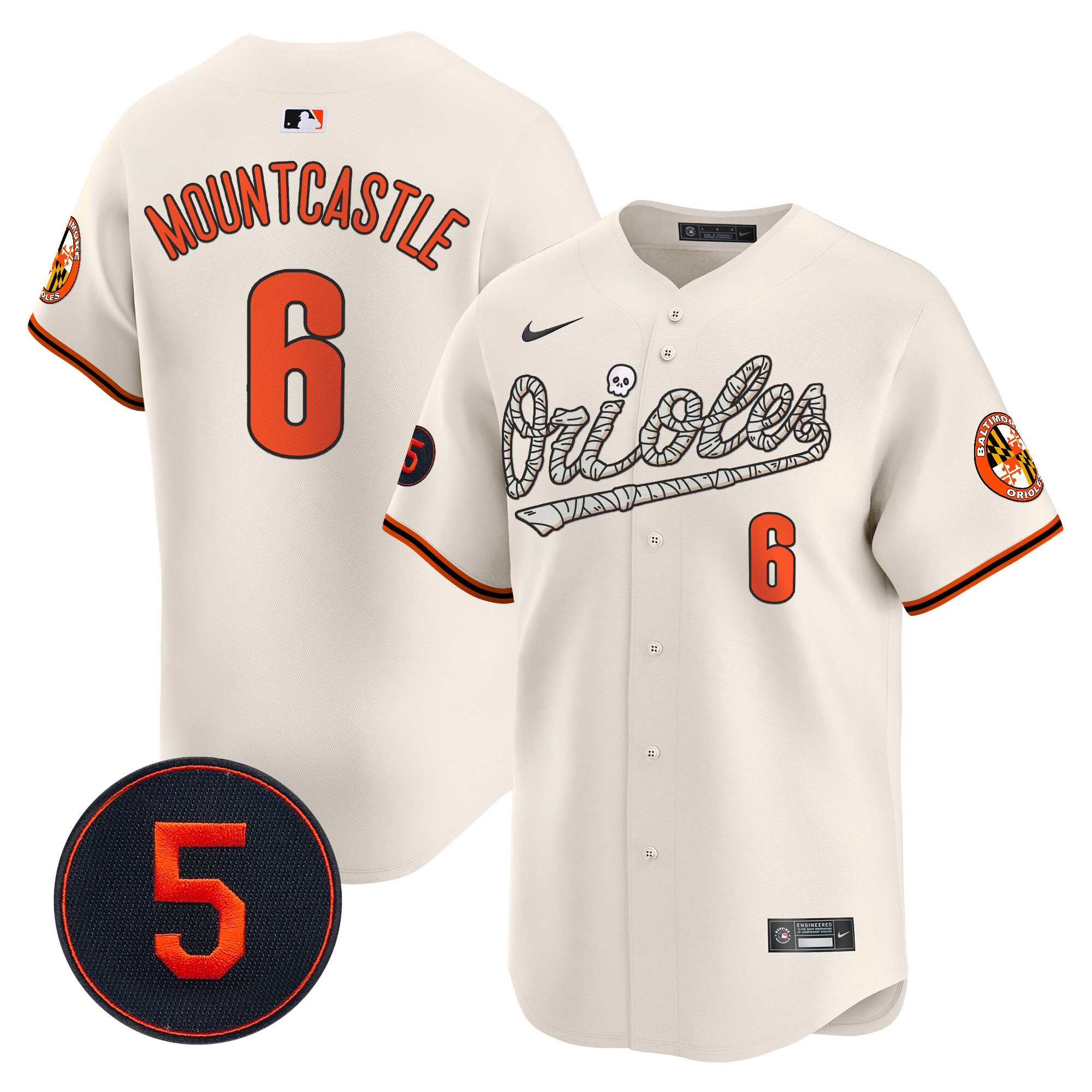 Men's Ryan Mountcastle Baltimore Orioles Halloween Vapor Premier Limited Cream Jersey - All Stitched
