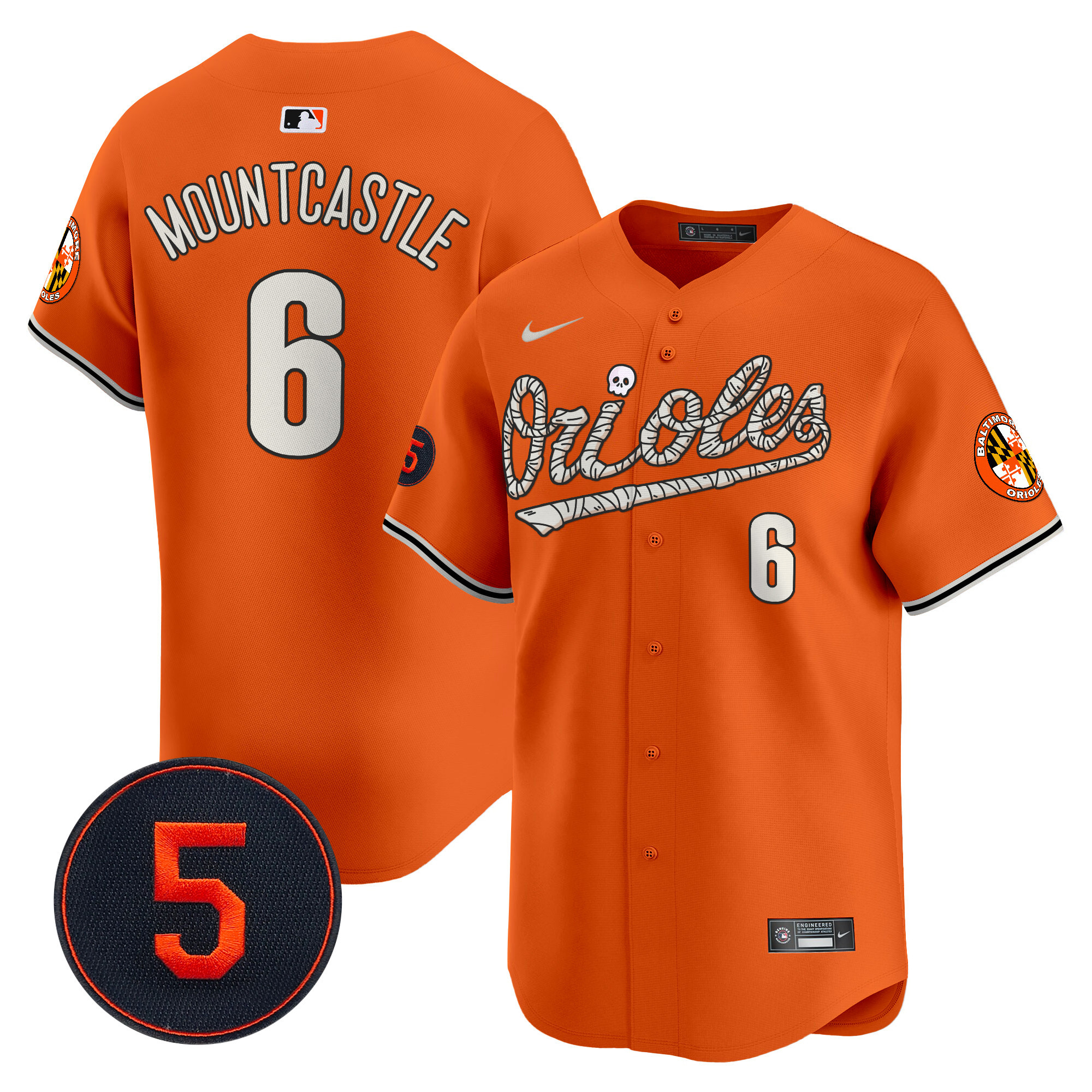 Men's Ryan Mountcastle Baltimore Orioles Halloween Vapor Premier Limited Orange Jersey - All Stitched