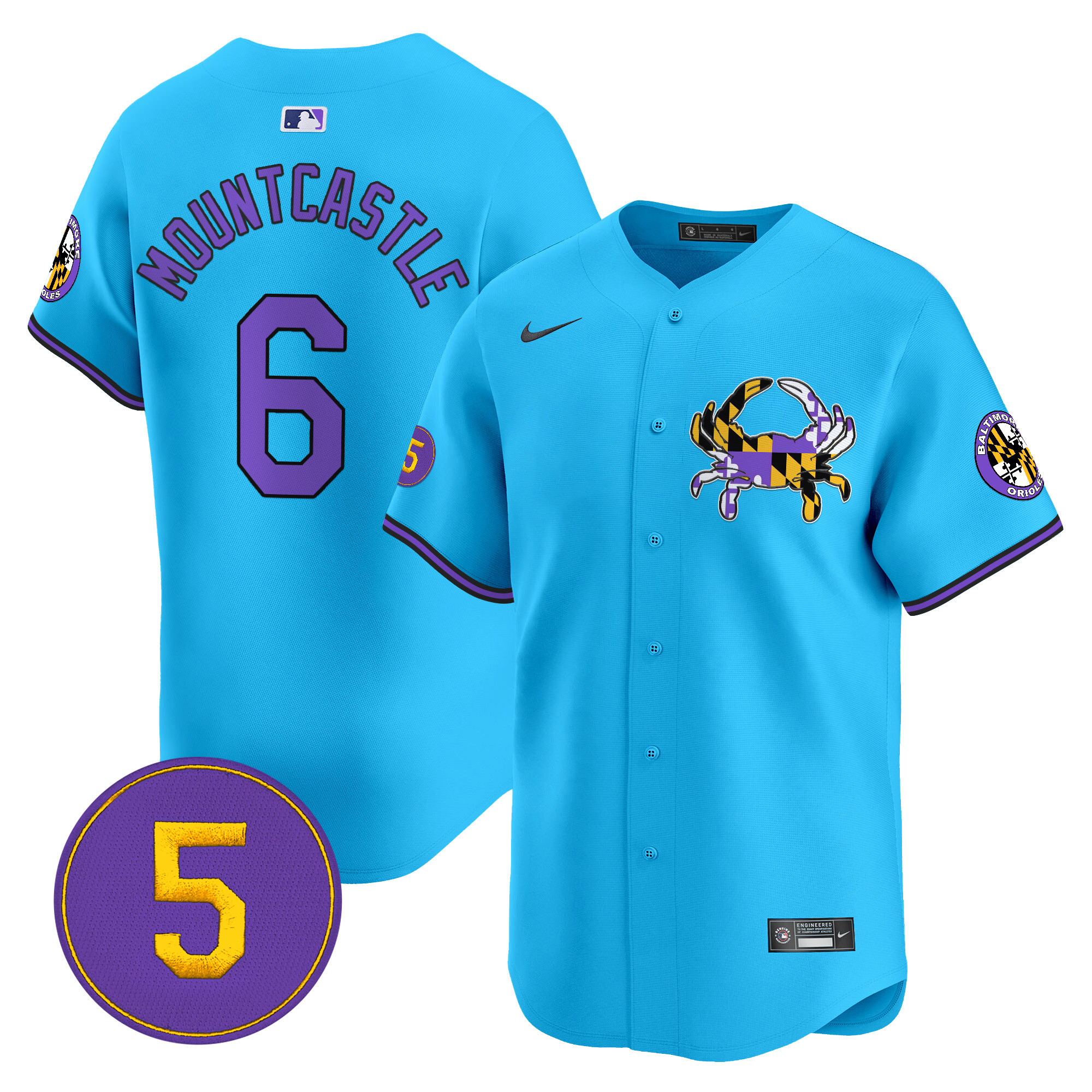 Men's Ryan Mountcastle Baltimore Orioles Purple Vapor Premier Limited Light Blue Jersey - All Stitched