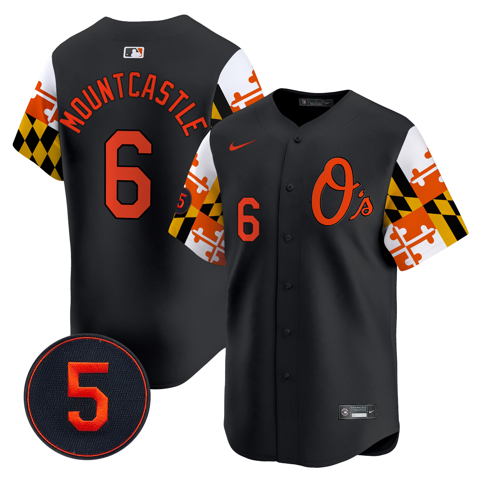 Men's Ryan Mountcastle Baltimore Orioles Robinson Patch Vapor Premier Limited Black Jersey V5 - All Stitched