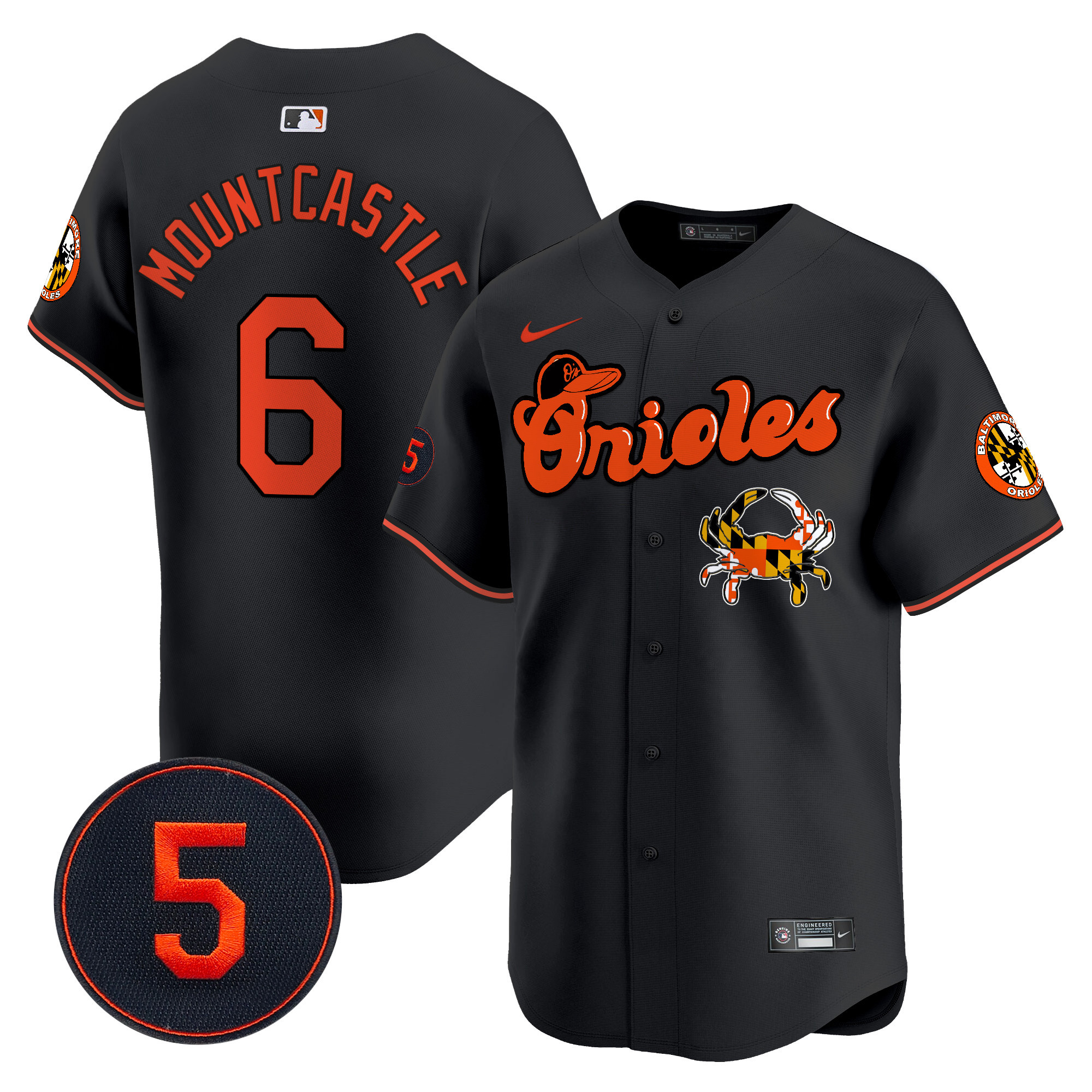 Men's Ryan Mountcastle Baltimore Orioles Robinson Patch Vapor Premier Limited Black Jersey V6 - All Stitched