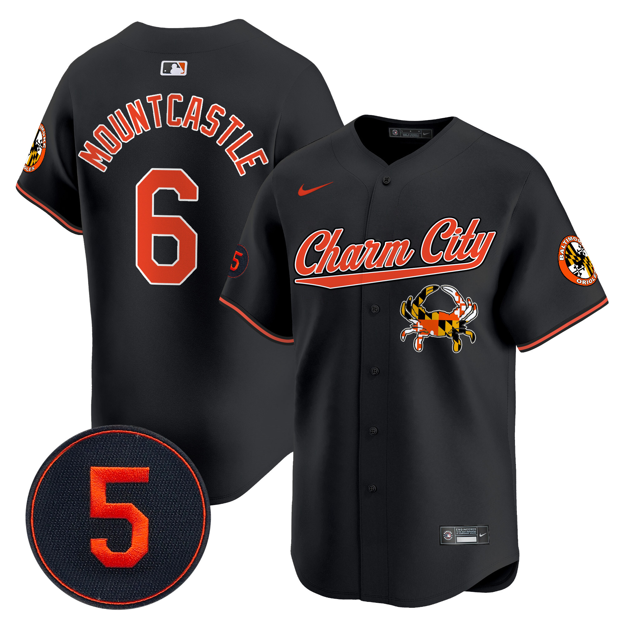 Men's Ryan Mountcastle Baltimore Orioles Robinson Patch Vapor Premier Limited Black Jersey V8 - All Stitched