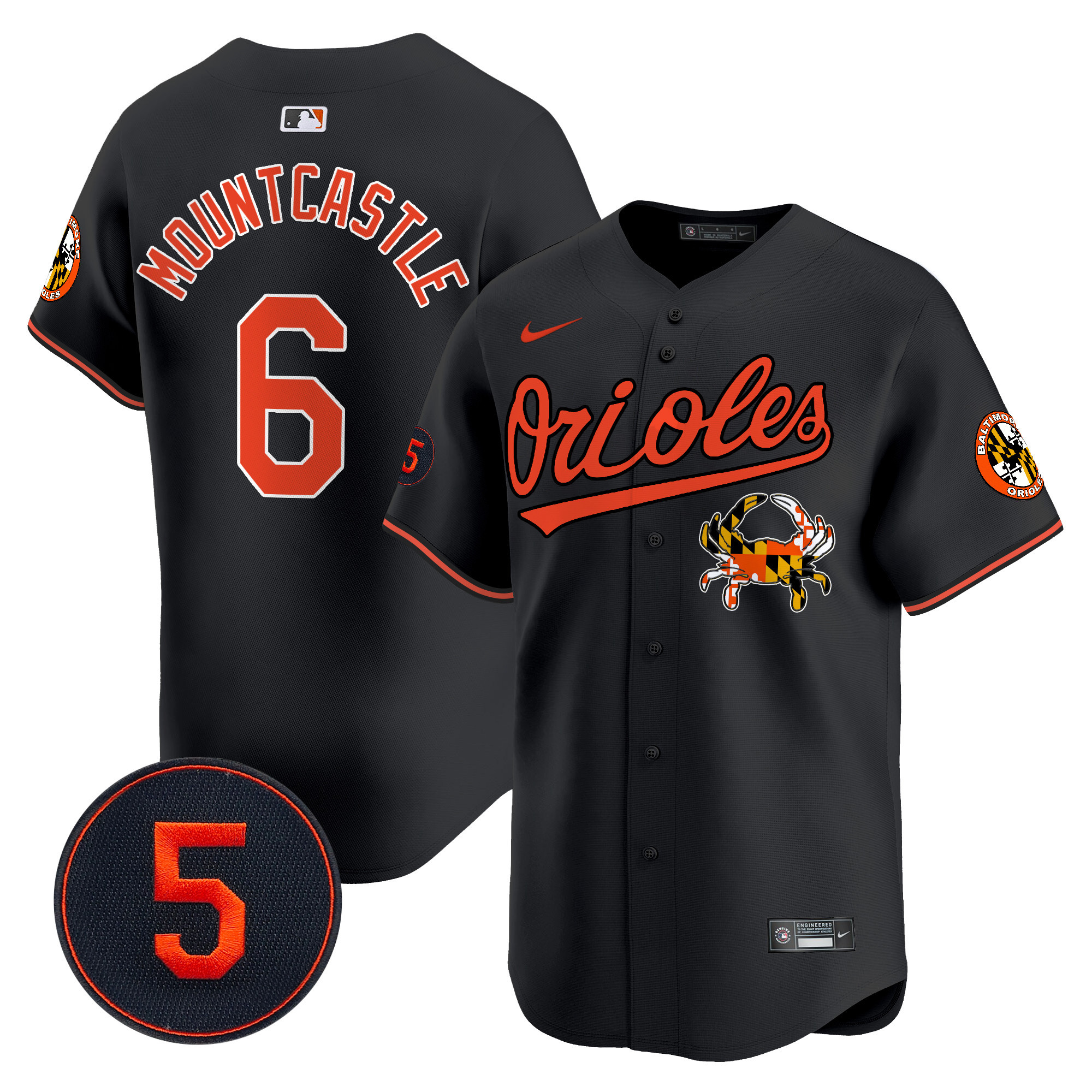 Men's Ryan Mountcastle Baltimore Orioles Robinson Patch Vapor Premier Limited Black Jersey V9 - All Stitched