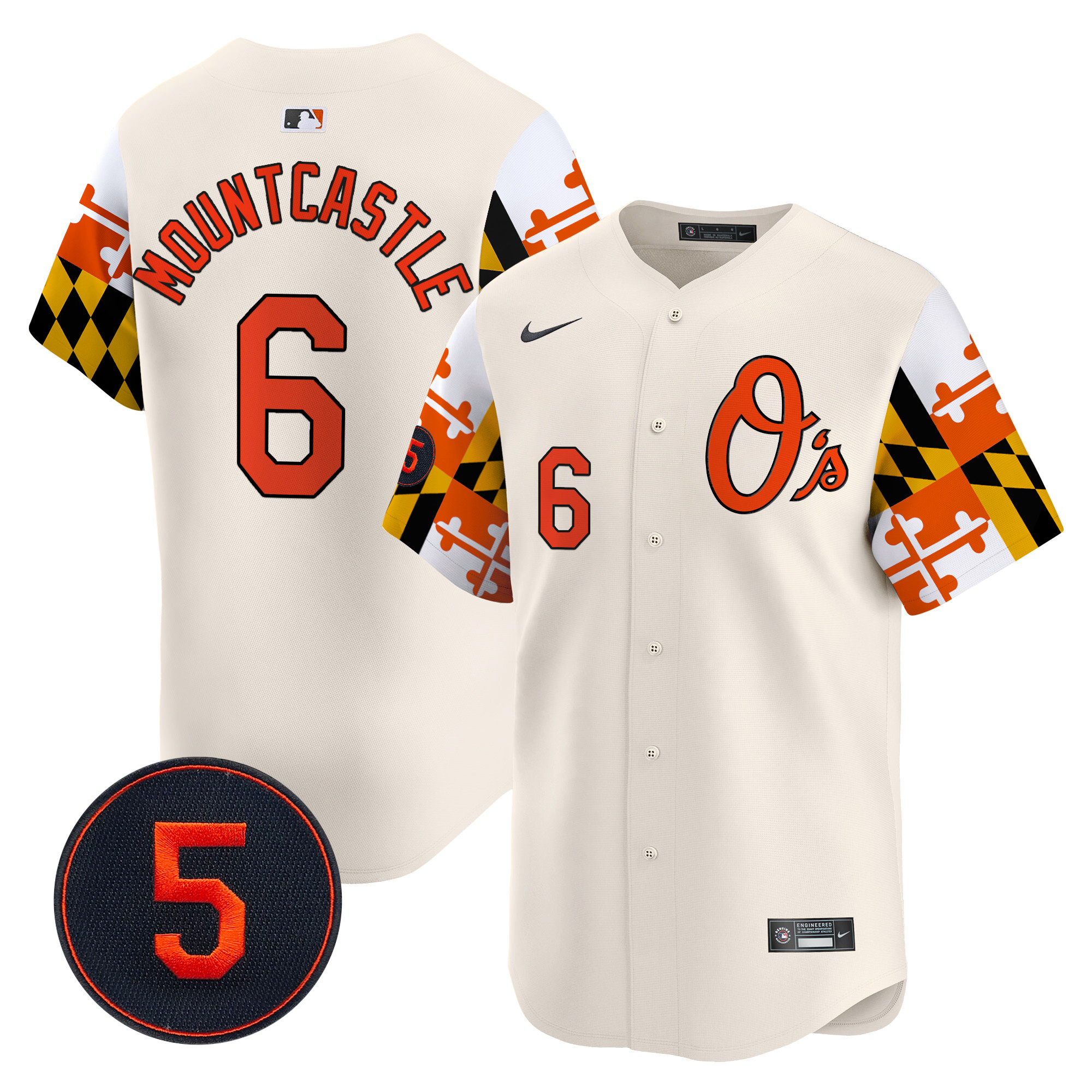 Men's Ryan Mountcastle Baltimore Orioles Robinson Patch Vapor Premier Limited Cream Jersey V5 - All Stitched