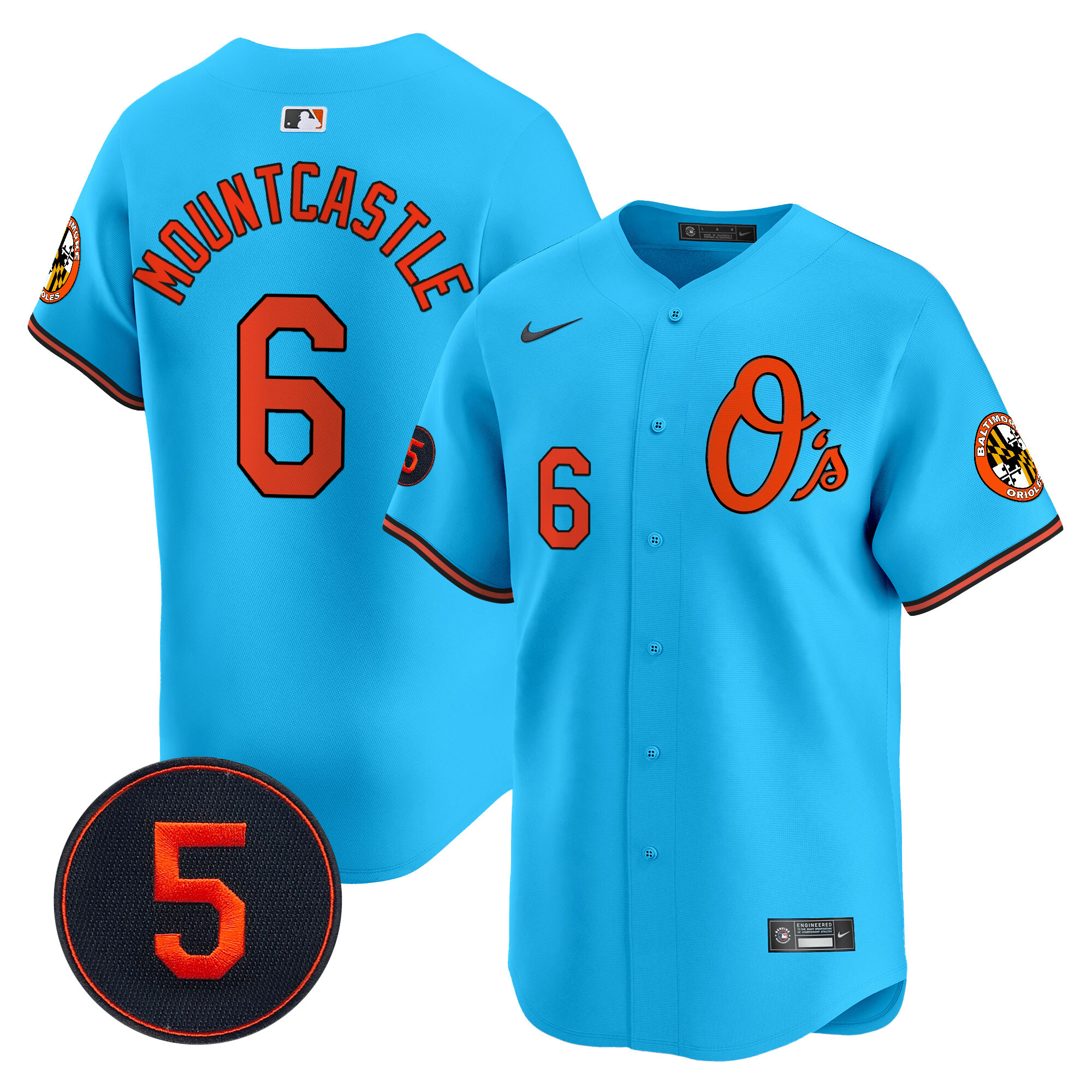Men's Ryan Mountcastle Baltimore Orioles Robinson Patch Vapor Premier Limited Light Blue Jersey V4 - All Stitched