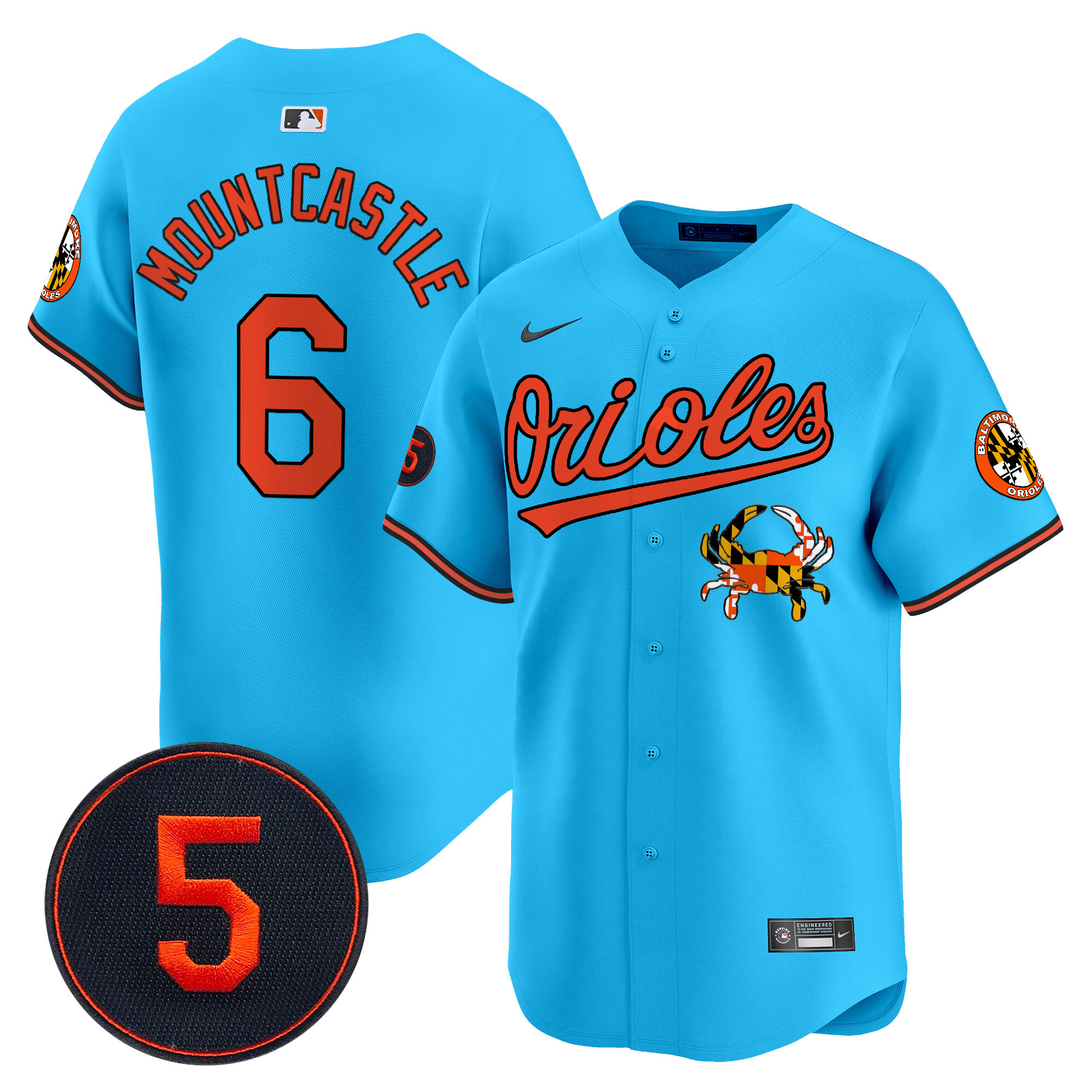Men's Ryan Mountcastle Baltimore Orioles Robinson Patch Vapor Premier Limited Light Blue Jersey V9 - All Stitched