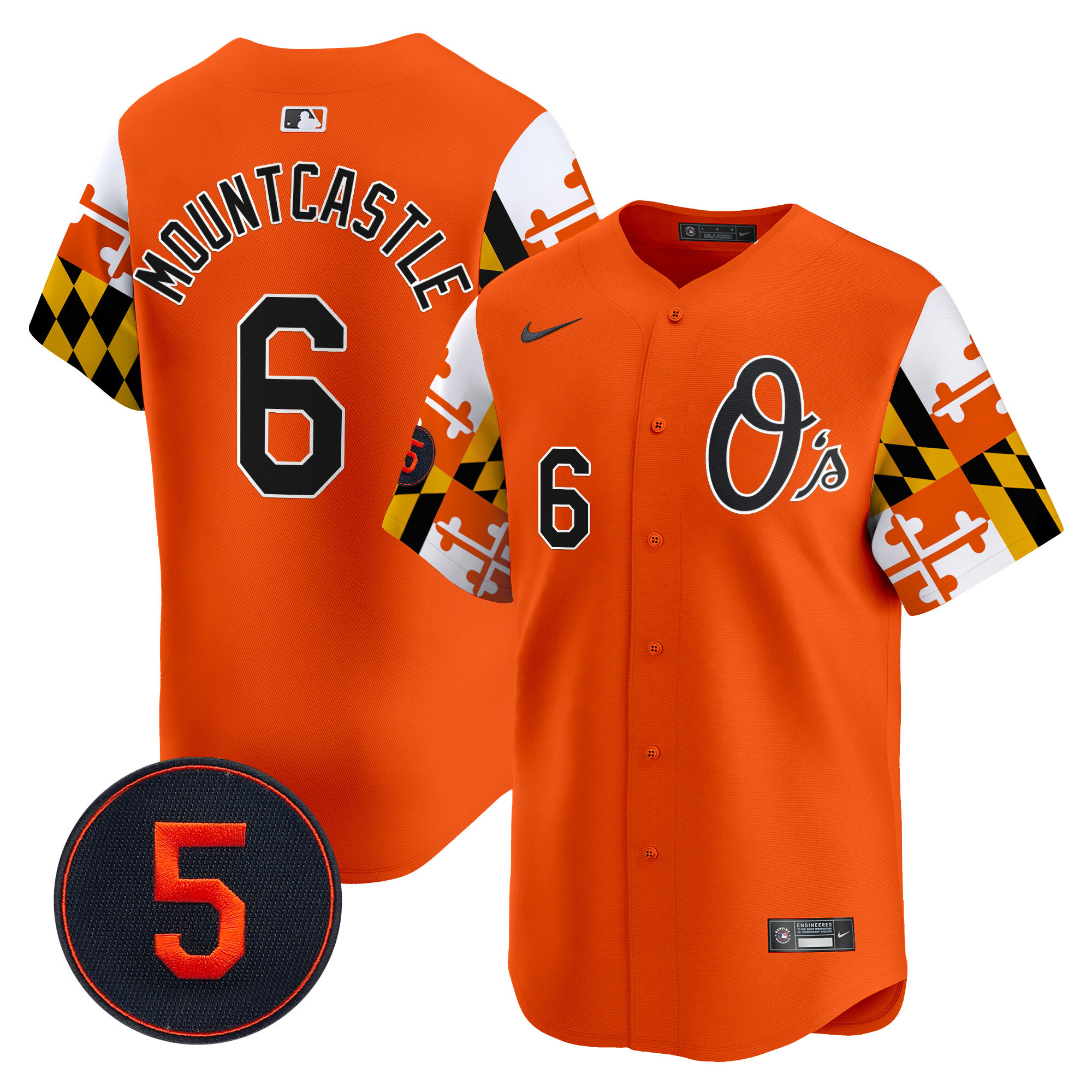 Men's Ryan Mountcastle Baltimore Orioles Robinson Patch Vapor Premier Limited Orange Jersey V5 - All Stitched