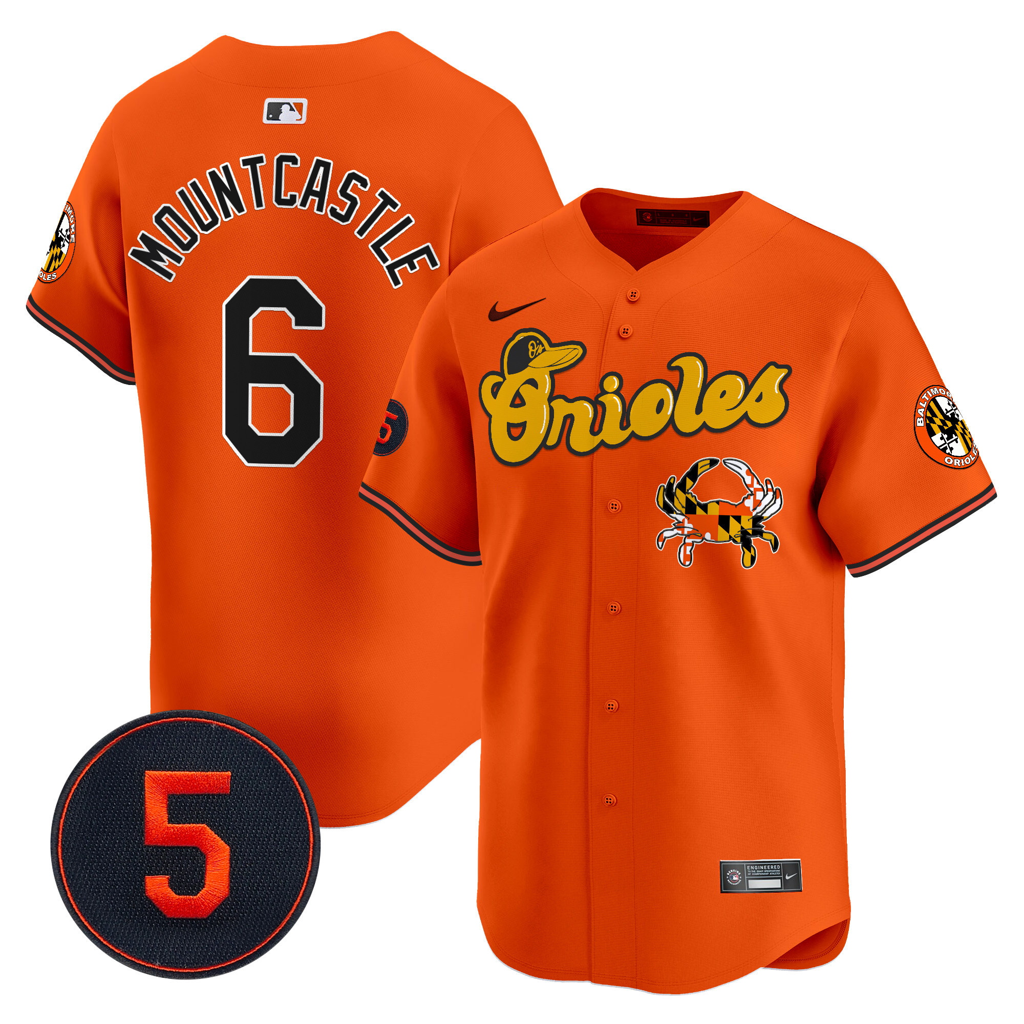 Men's Ryan Mountcastle Baltimore Orioles Robinson Patch Vapor Premier Limited Orange Jersey V6 - All Stitched