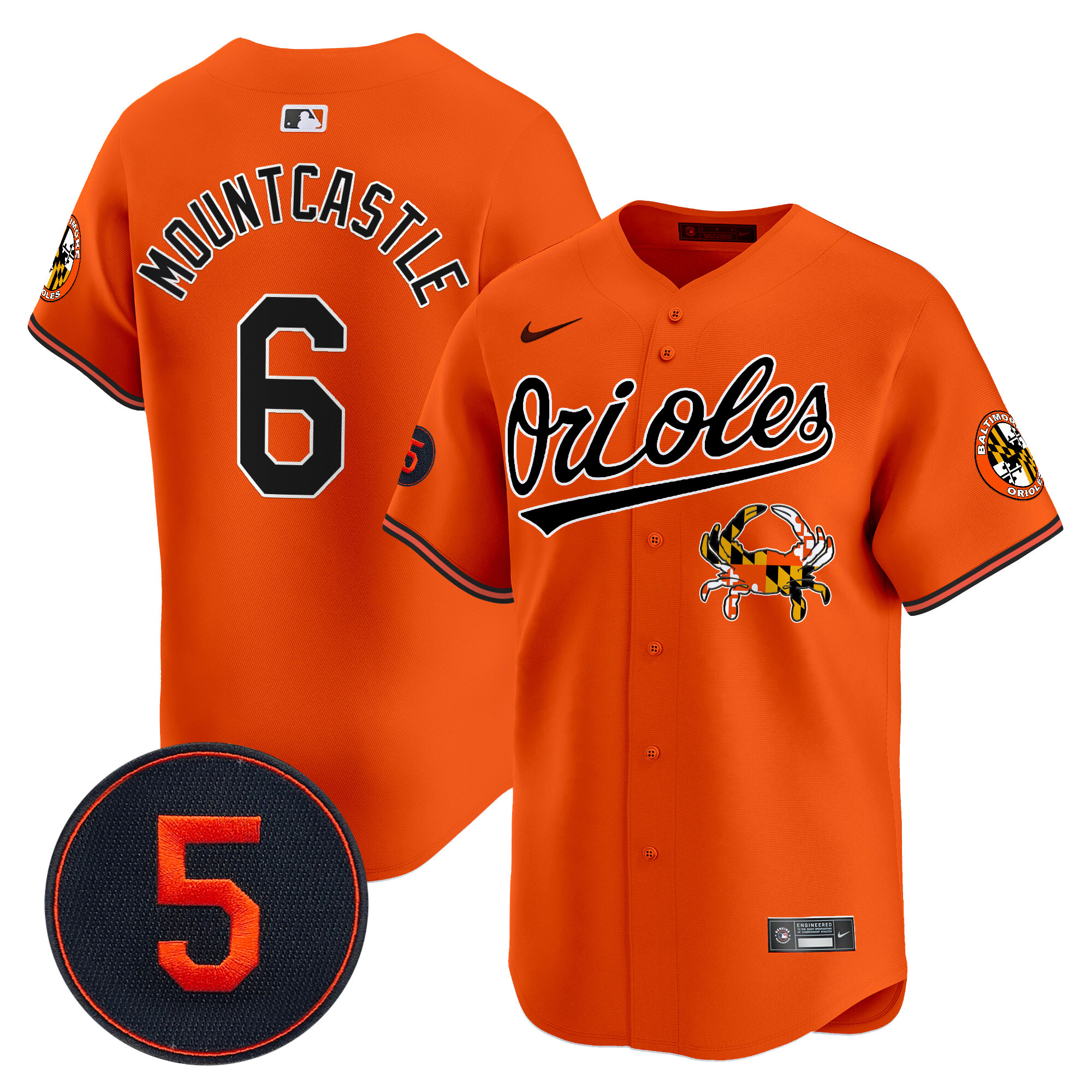 Men's Ryan Mountcastle Baltimore Orioles Robinson Patch Vapor Premier Limited Orange Jersey V9 - All Stitched