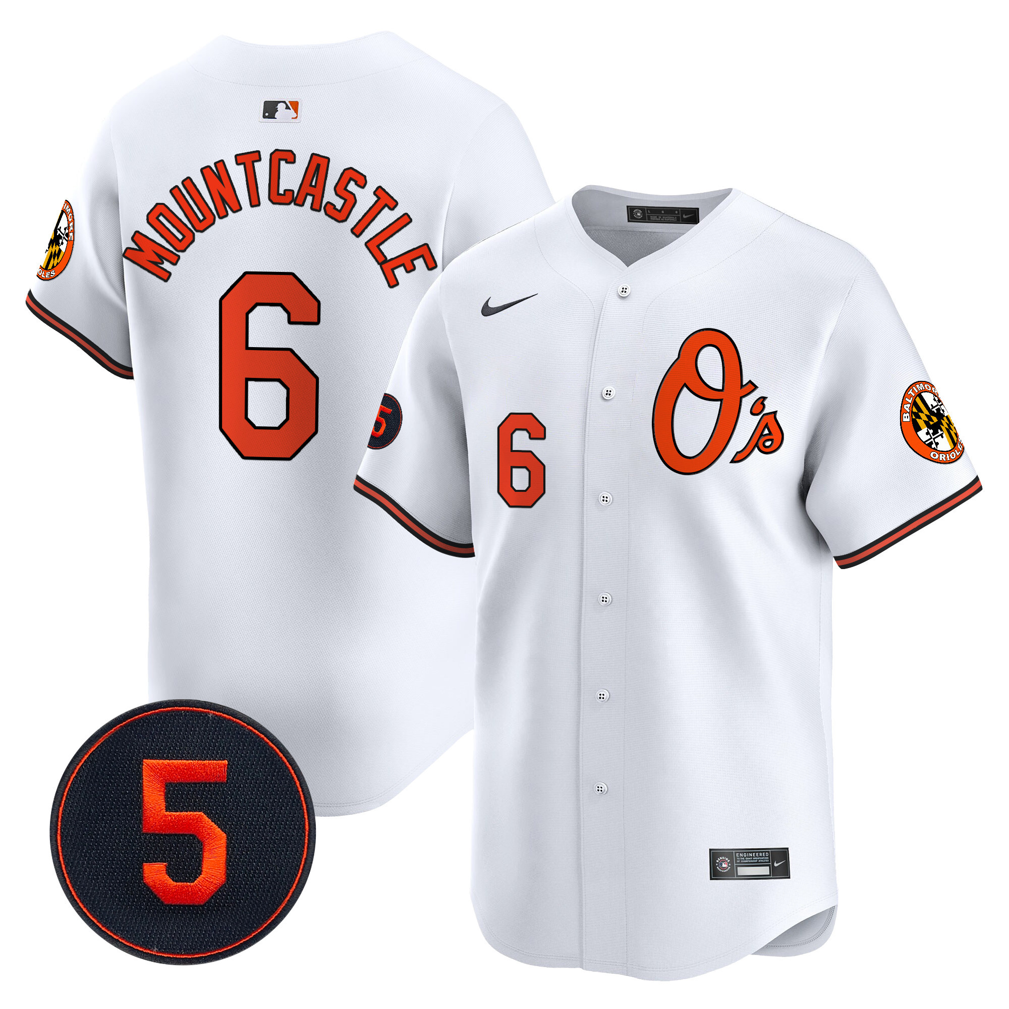 Men's Ryan Mountcastle Baltimore Orioles Robinson Patch Vapor Premier Limited White Jersey V4 - All Stitched